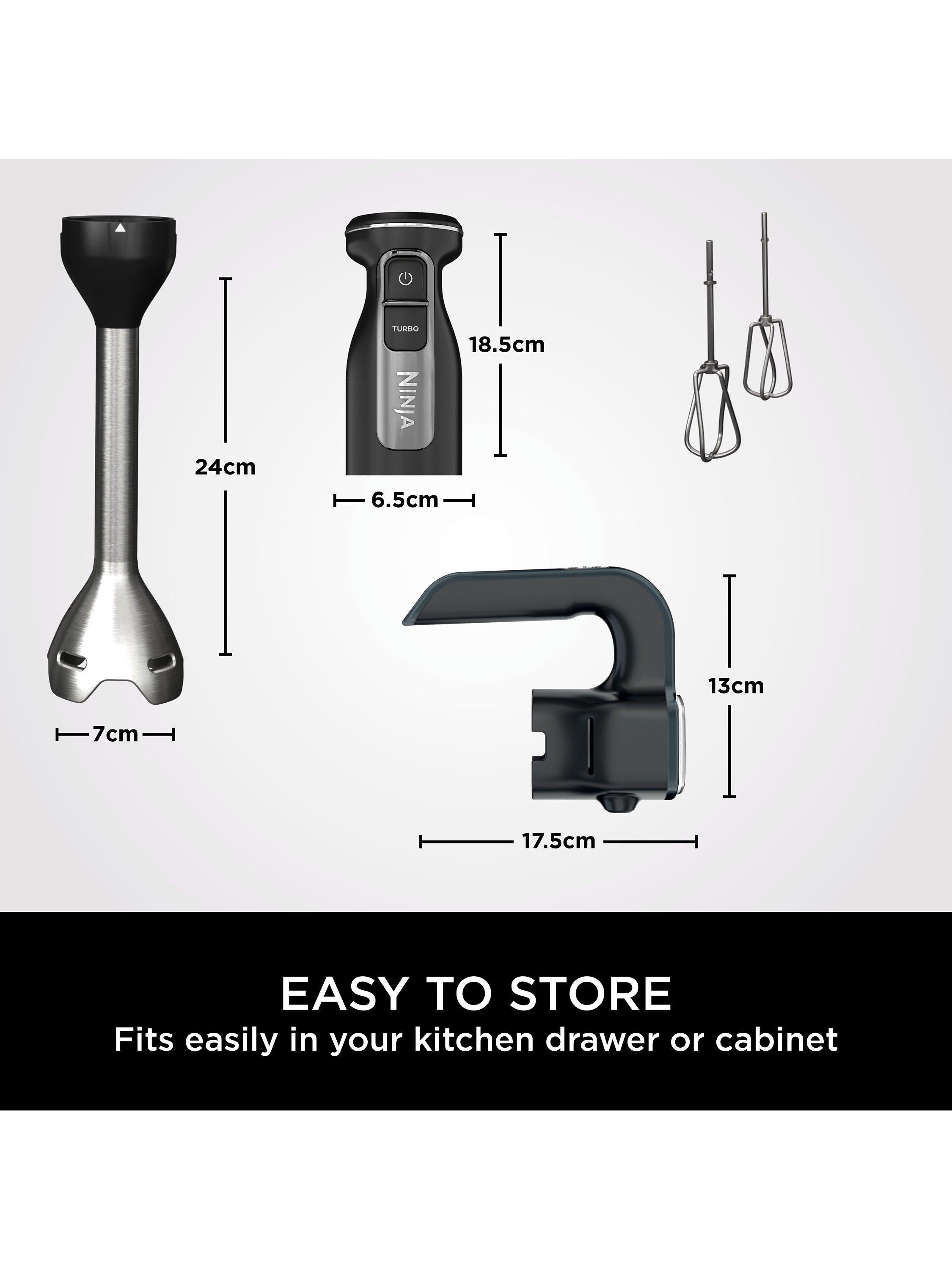 2-in-1 Hand Immersion Blender & Mixer, Silver/Black