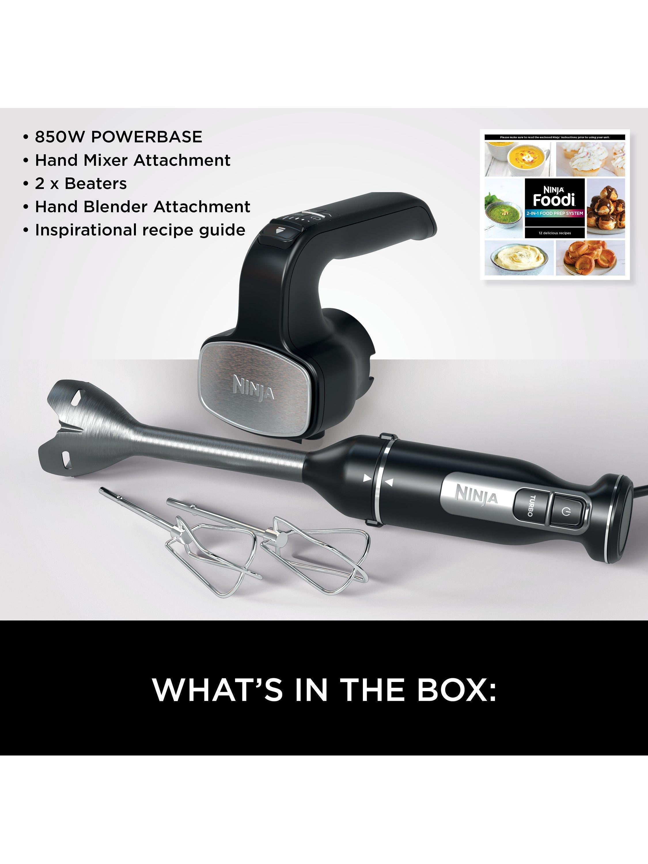 2-in-1 Hand Immersion Blender & Mixer, Silver/Black
