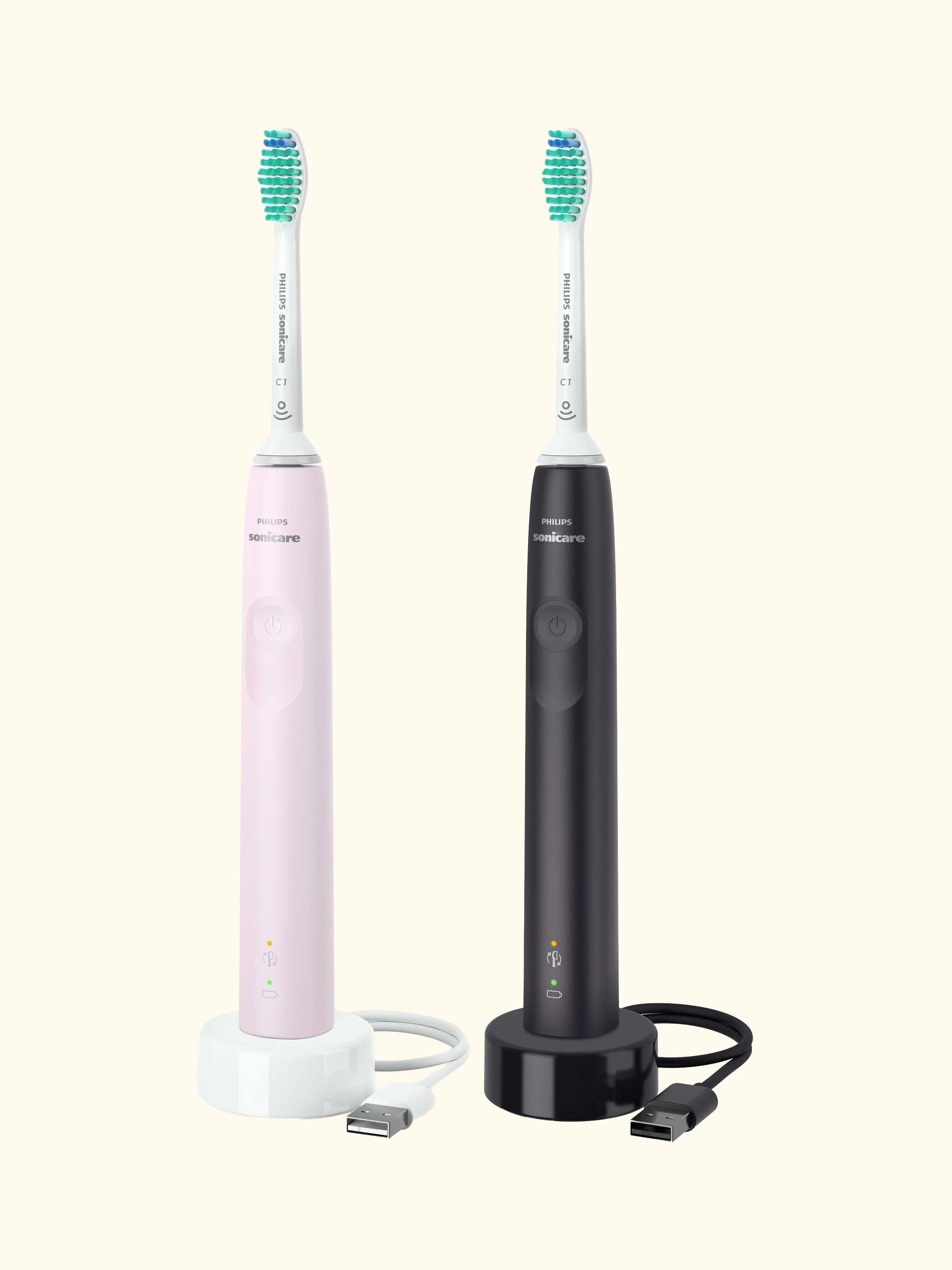 Sonicare HX3675/15 Series 3100 Electric Toothbrush, Pack of 2, Pink & Black