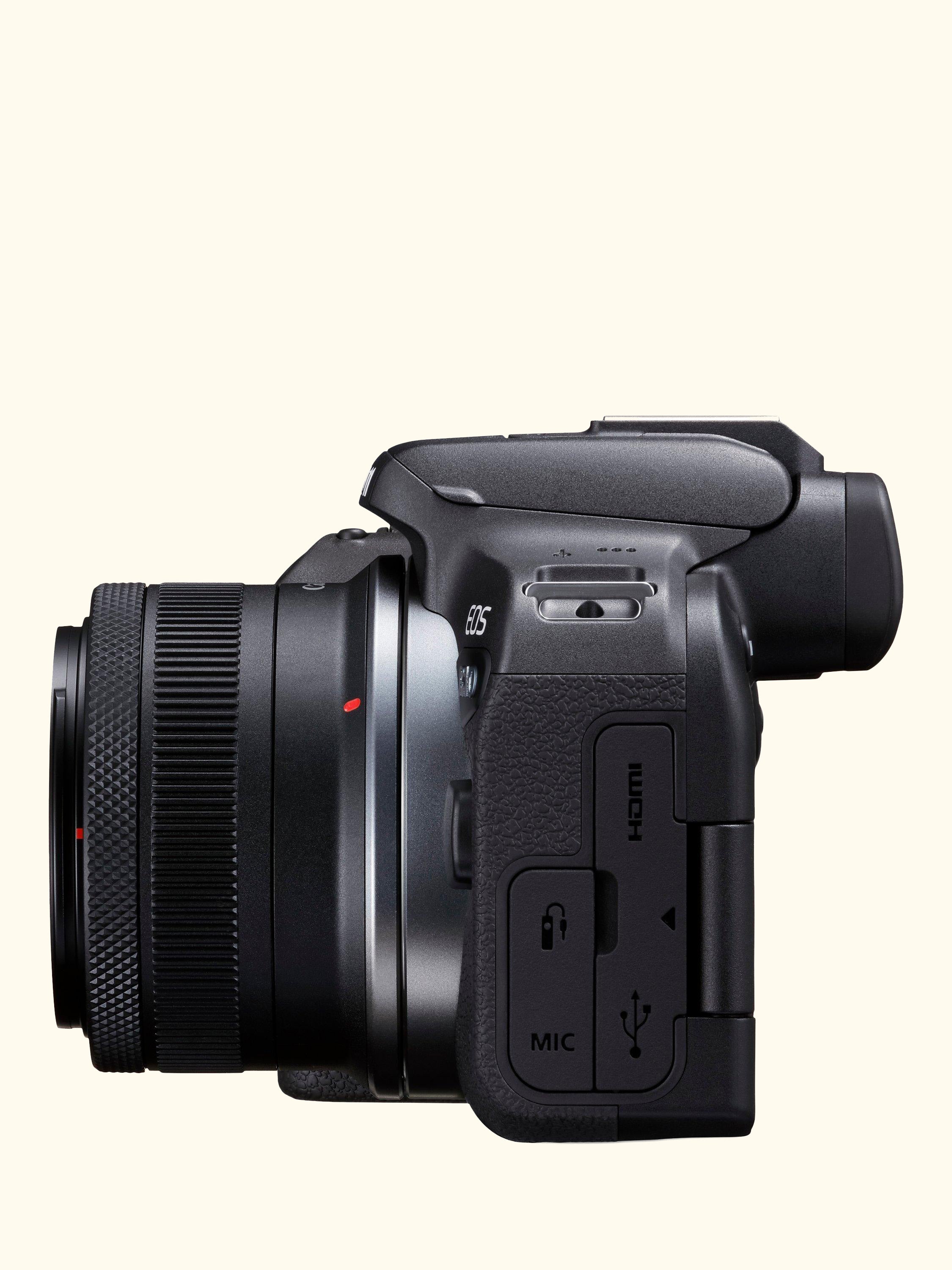 EOS R10 Compact System Camera with RF-S 18-45mm Zoom Lens, 4K Ultra HD, 24.2MP, Wi-Fi, Bluetooth, OLED EVF, 3" Vari-Angle Touch Screen, Black
