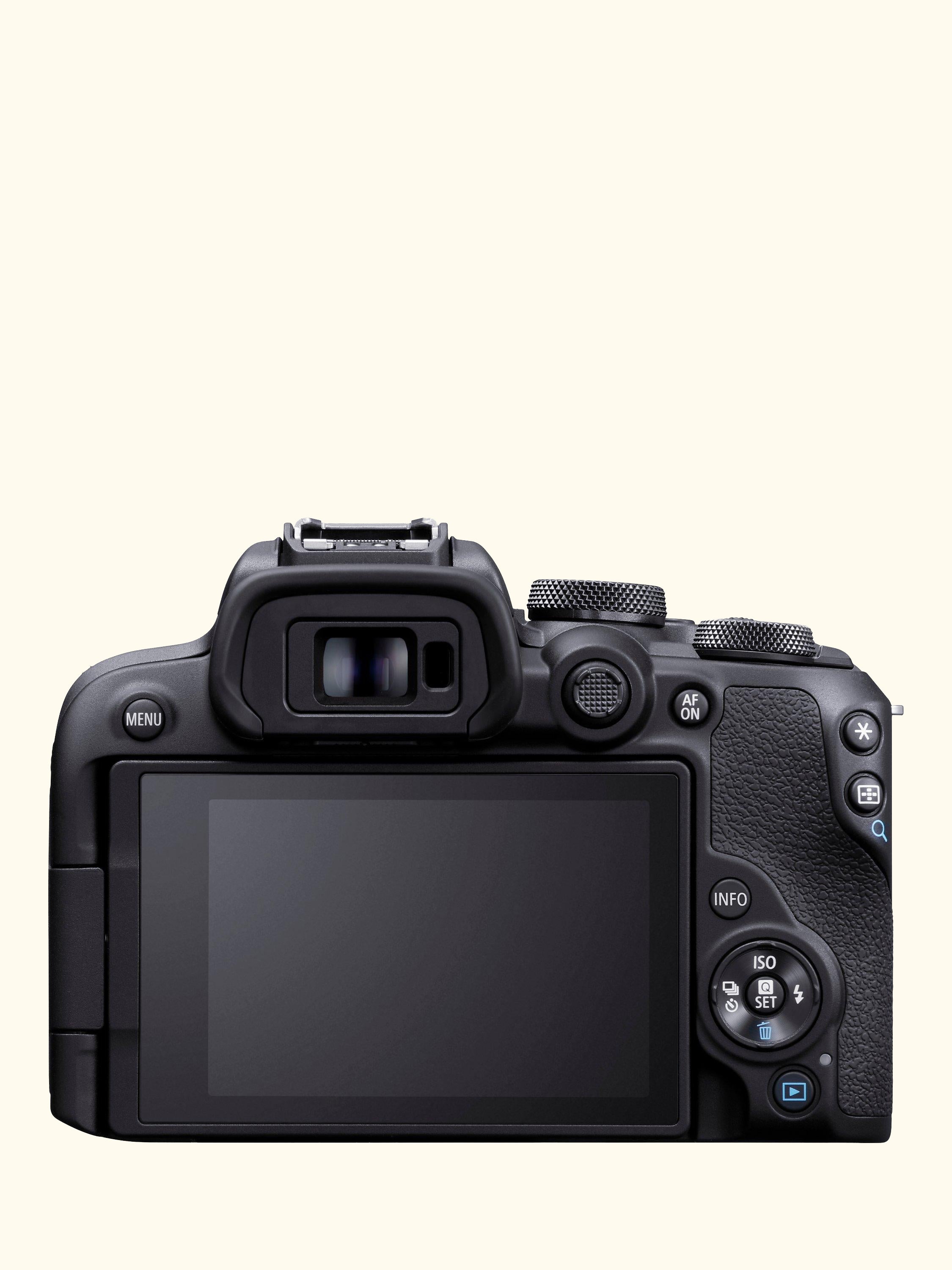 EOS R10 Compact System Camera with RF-S 18-45mm Zoom Lens, 4K Ultra HD, 24.2MP, Wi-Fi, Bluetooth, OLED EVF, 3" Vari-Angle Touch Screen, Black