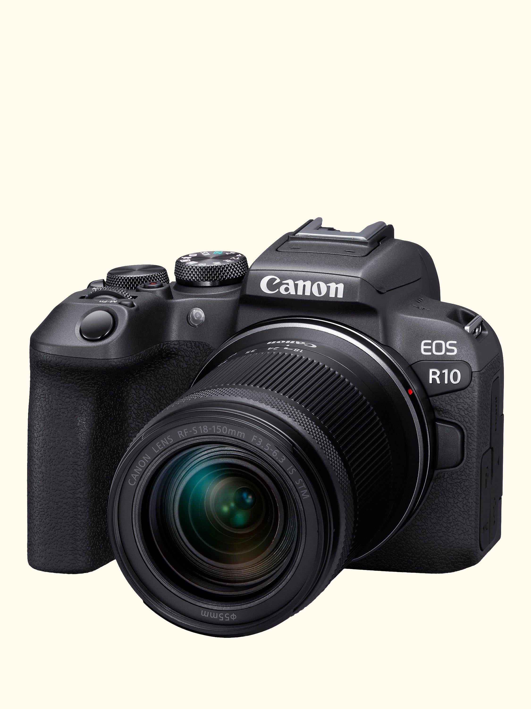 EOS R10 Compact System Camera with RF-S 18-150mm Zoom Lens, 4K Ultra HD, 24.2MP, Wi-Fi, Bluetooth, OLED EVF, 3" Vari-Angle Touch Screen, Black