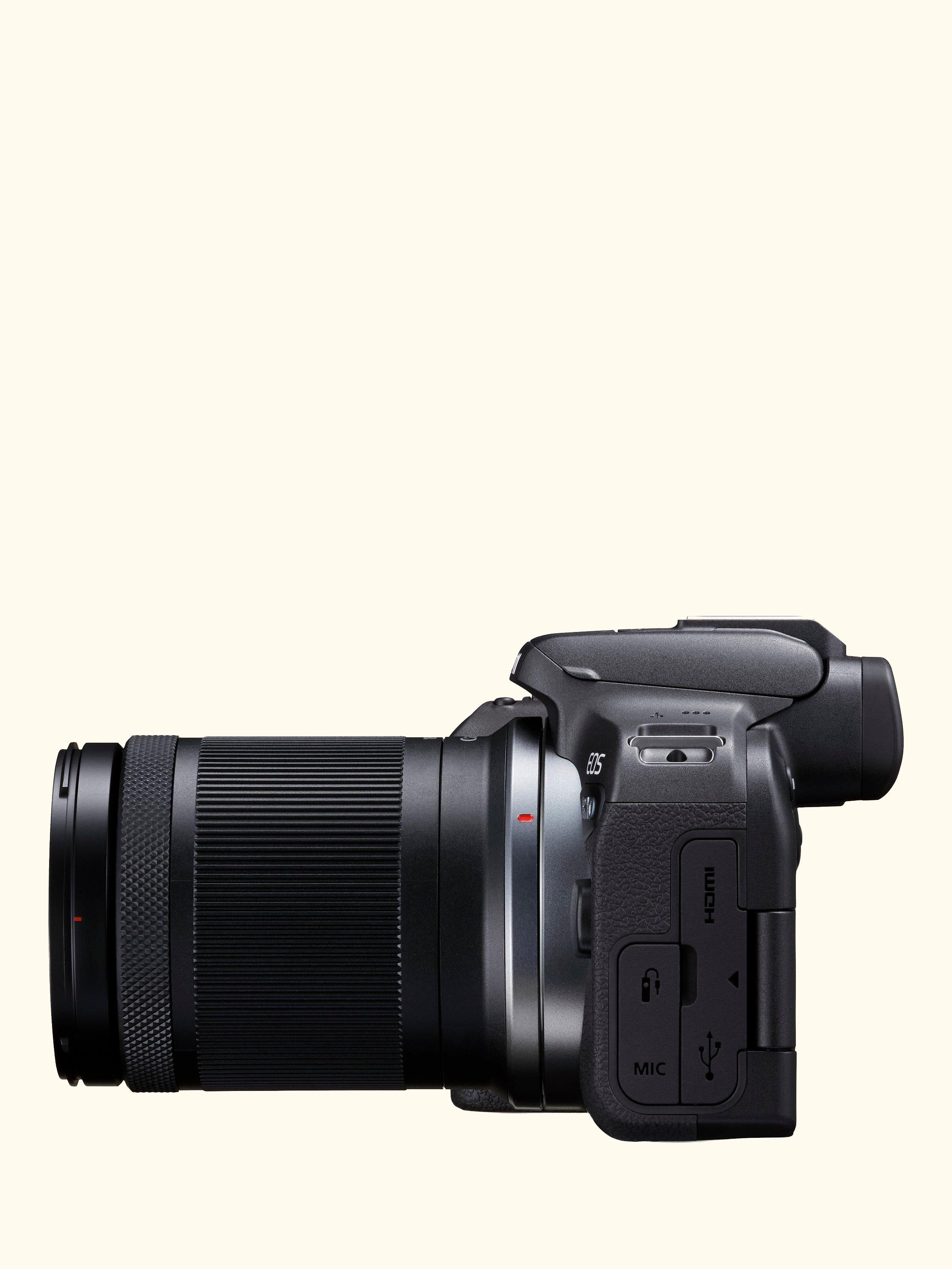 EOS R10 Compact System Camera with RF-S 18-150mm Zoom Lens, 4K Ultra HD, 24.2MP, Wi-Fi, Bluetooth, OLED EVF, 3" Vari-Angle Touch Screen, Black