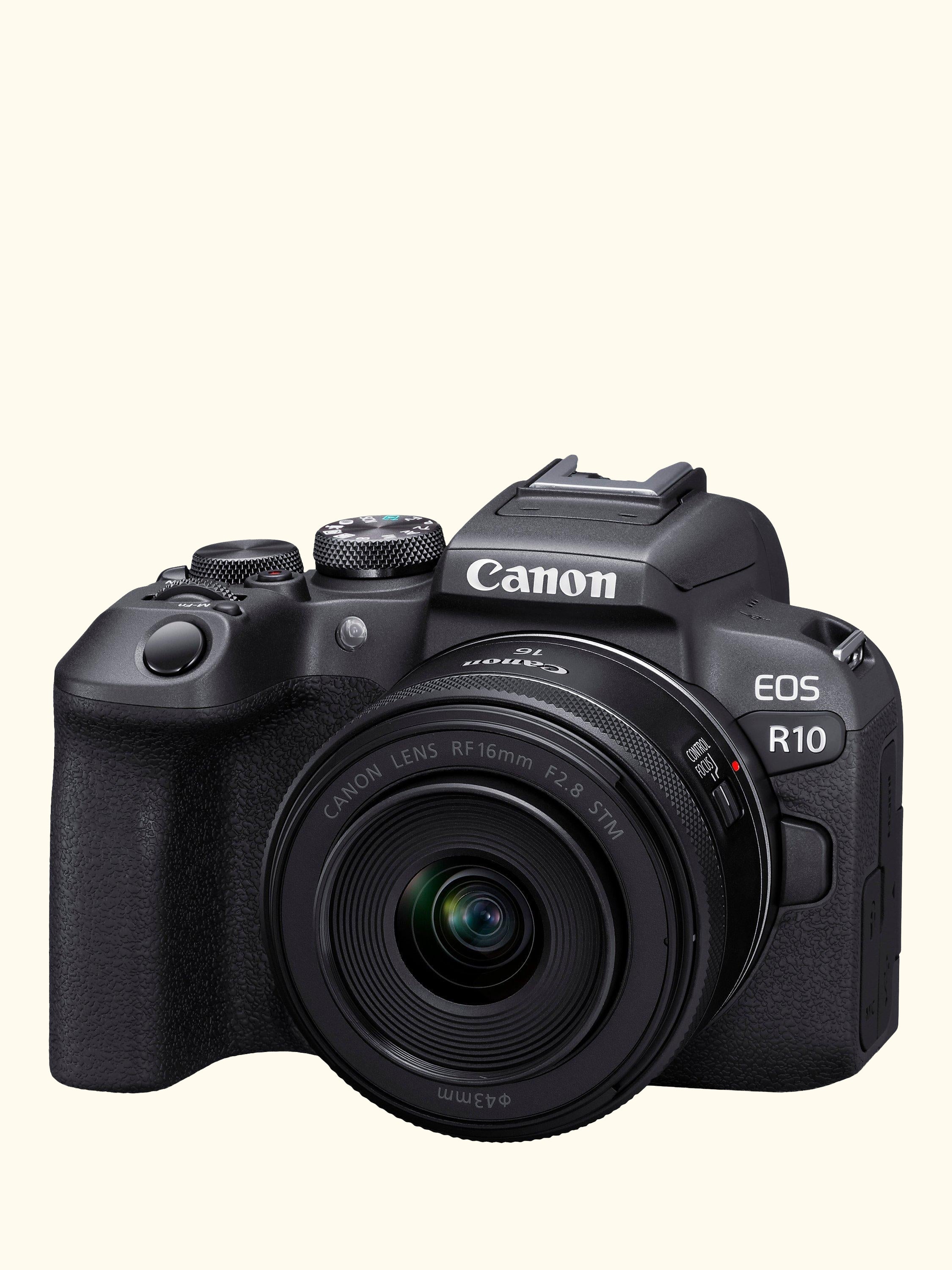 EOS R10 Compact System Camera with RF-S 18-150mm Zoom Lens, 4K Ultra HD, 24.2MP, Wi-Fi, Bluetooth, OLED EVF, 3" Vari-Angle Touch Screen, Black