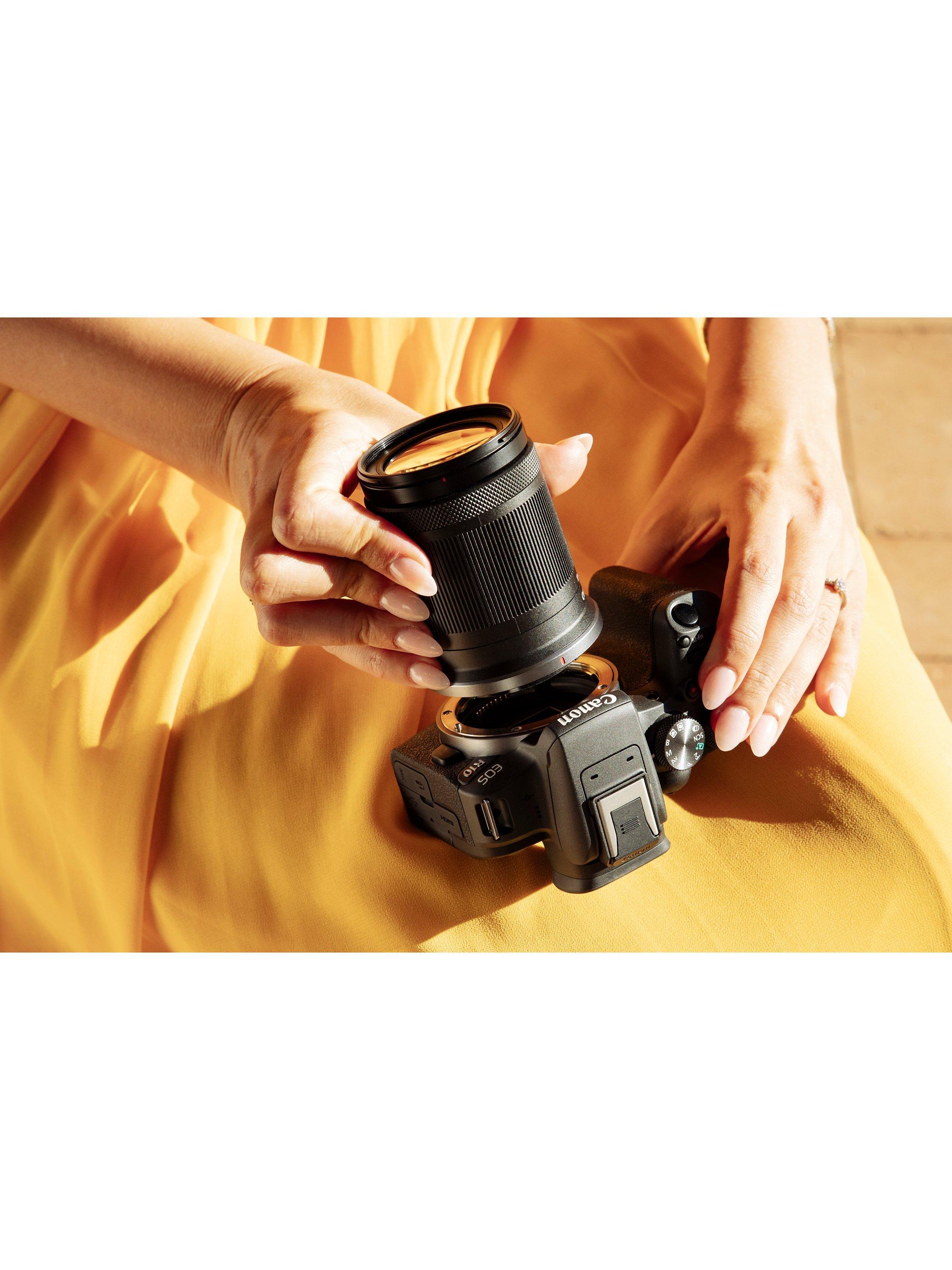 EOS R10 Compact System Camera with RF-S 18-150mm Zoom Lens, 4K Ultra HD, 24.2MP, Wi-Fi, Bluetooth, OLED EVF, 3" Vari-Angle Touch Screen, Black