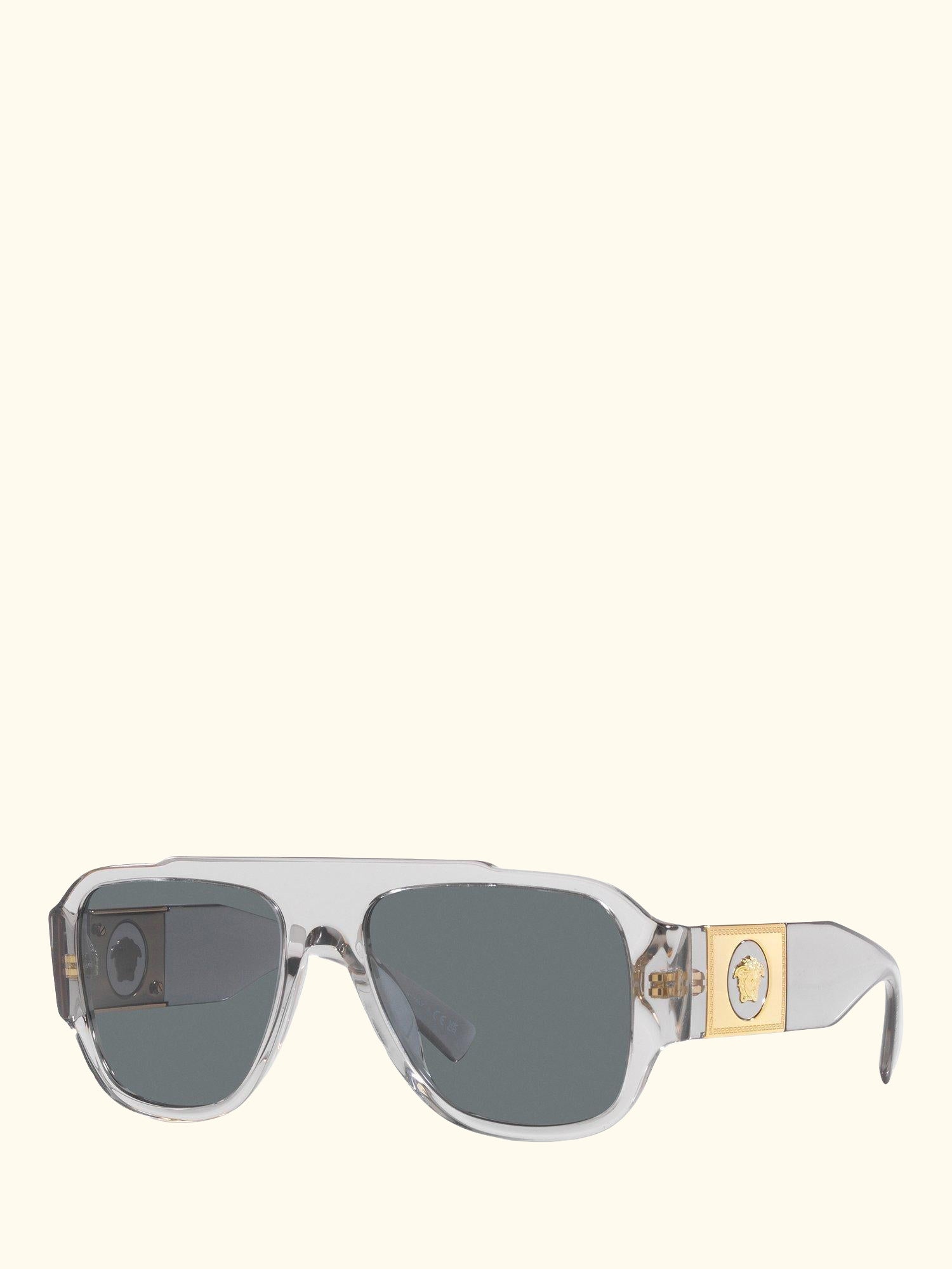 VE4436U Men's Pillow Sunglasses, Transparent Grey/Blue
