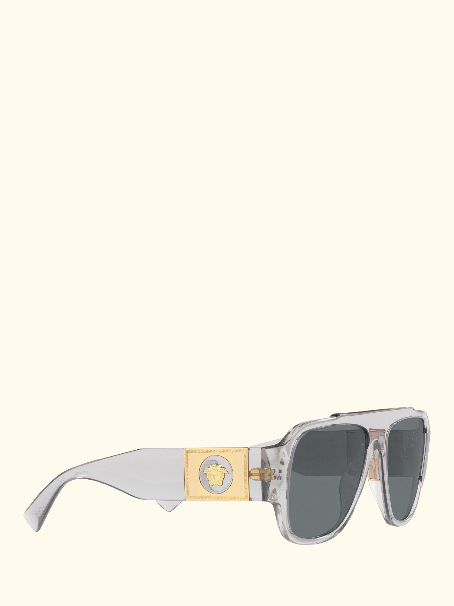 VE4436U Men's Pillow Sunglasses, Transparent Grey/Blue