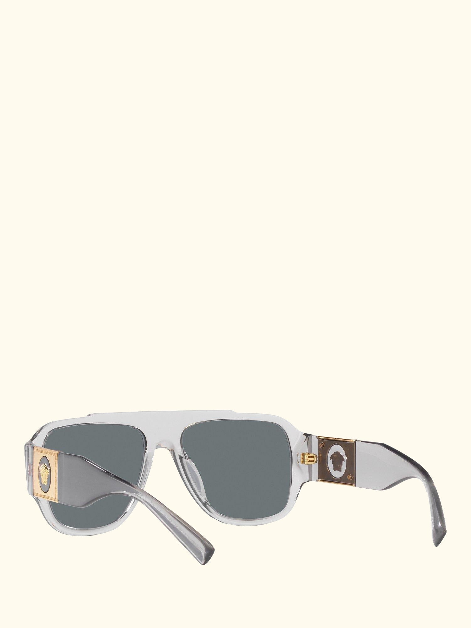VE4436U Men's Pillow Sunglasses, Transparent Grey/Blue