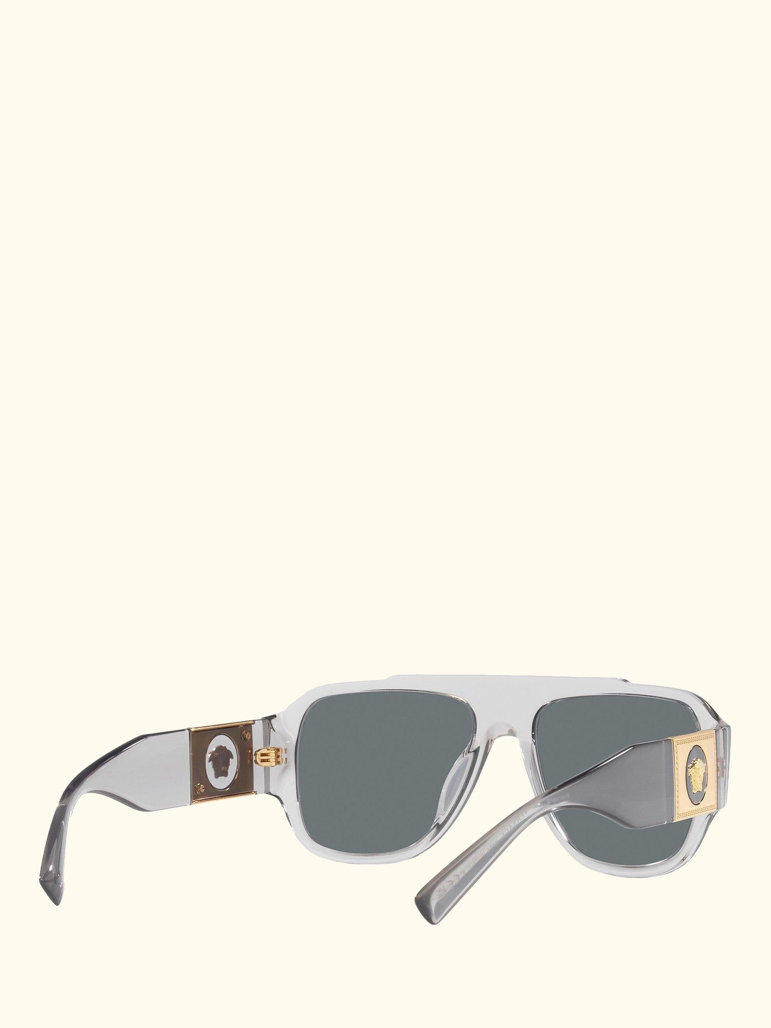 VE4436U Men's Pillow Sunglasses, Transparent Grey/Blue