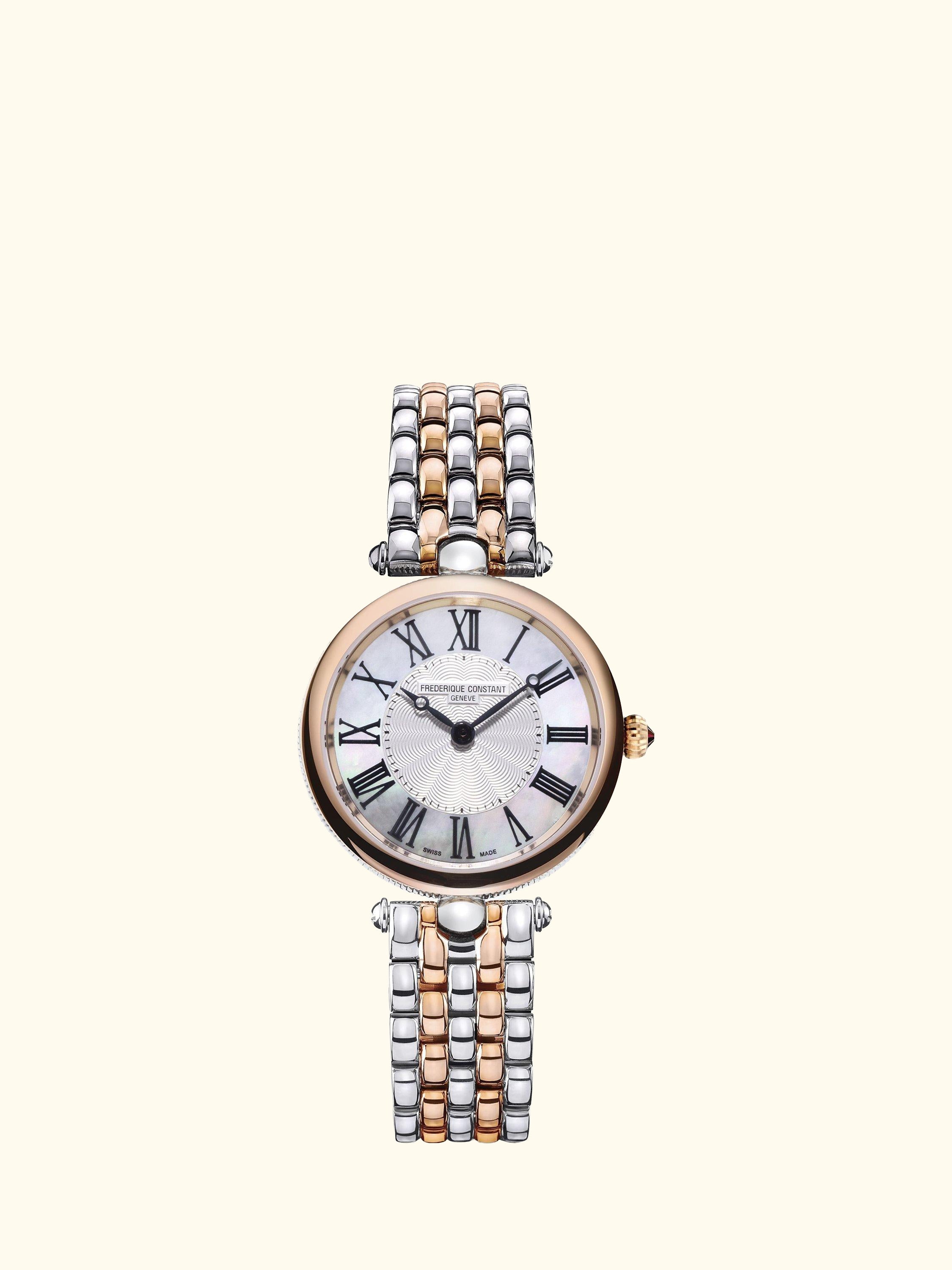 FC200MPW2AR2B Women's Art Deco Round Roman Bracelet Strap Watch, Silver/Gold
