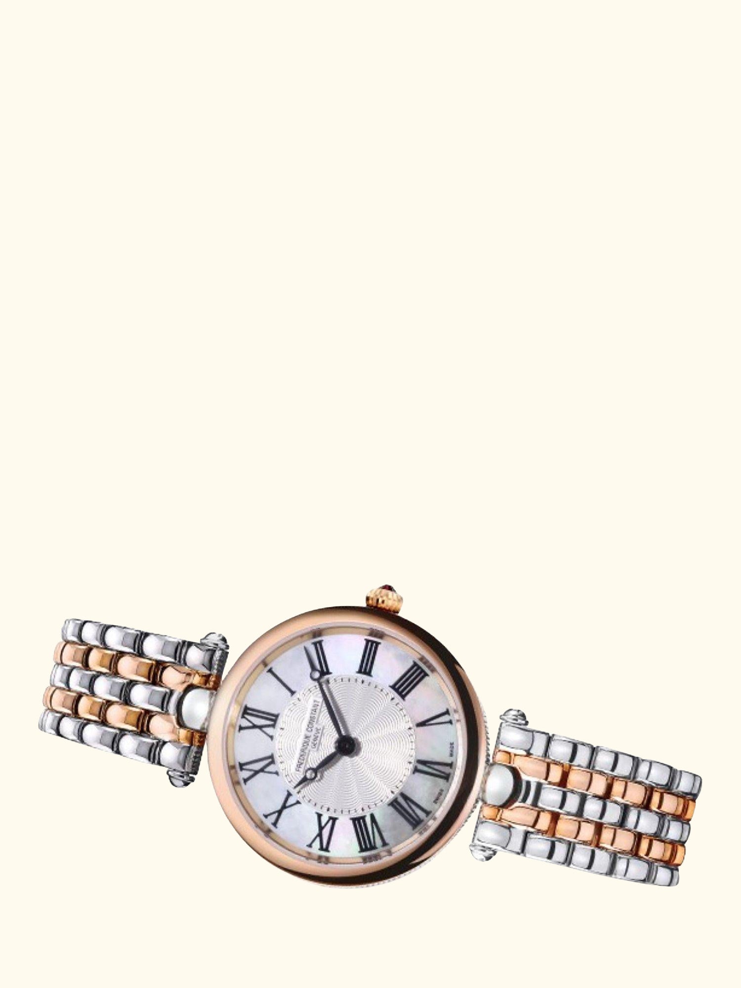 FC200MPW2AR2B Women's Art Deco Round Roman Bracelet Strap Watch, Silver/Gold