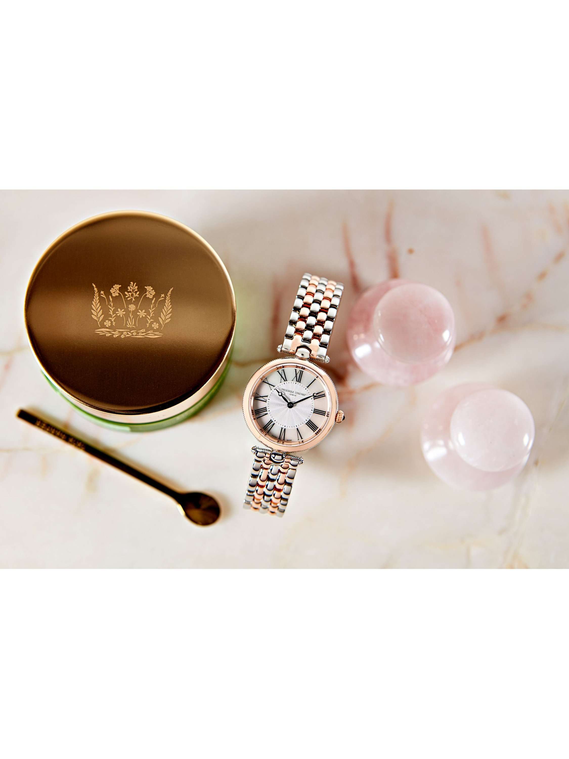 FC200MPW2AR2B Women's Art Deco Round Roman Bracelet Strap Watch, Silver/Gold