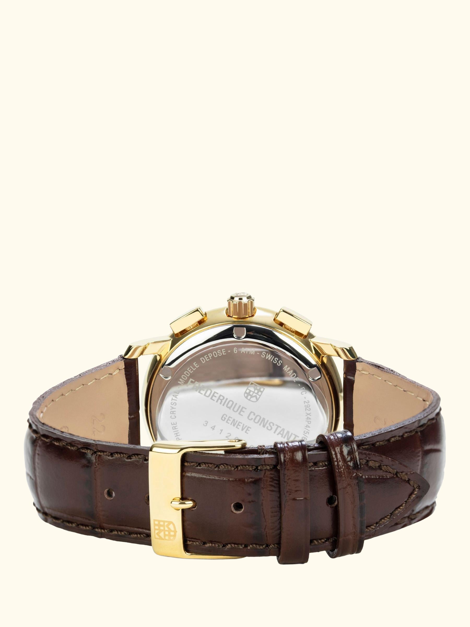 FC-292MC4P5 Men's Classics Chronograph Leather Strap Watch, Brown/White