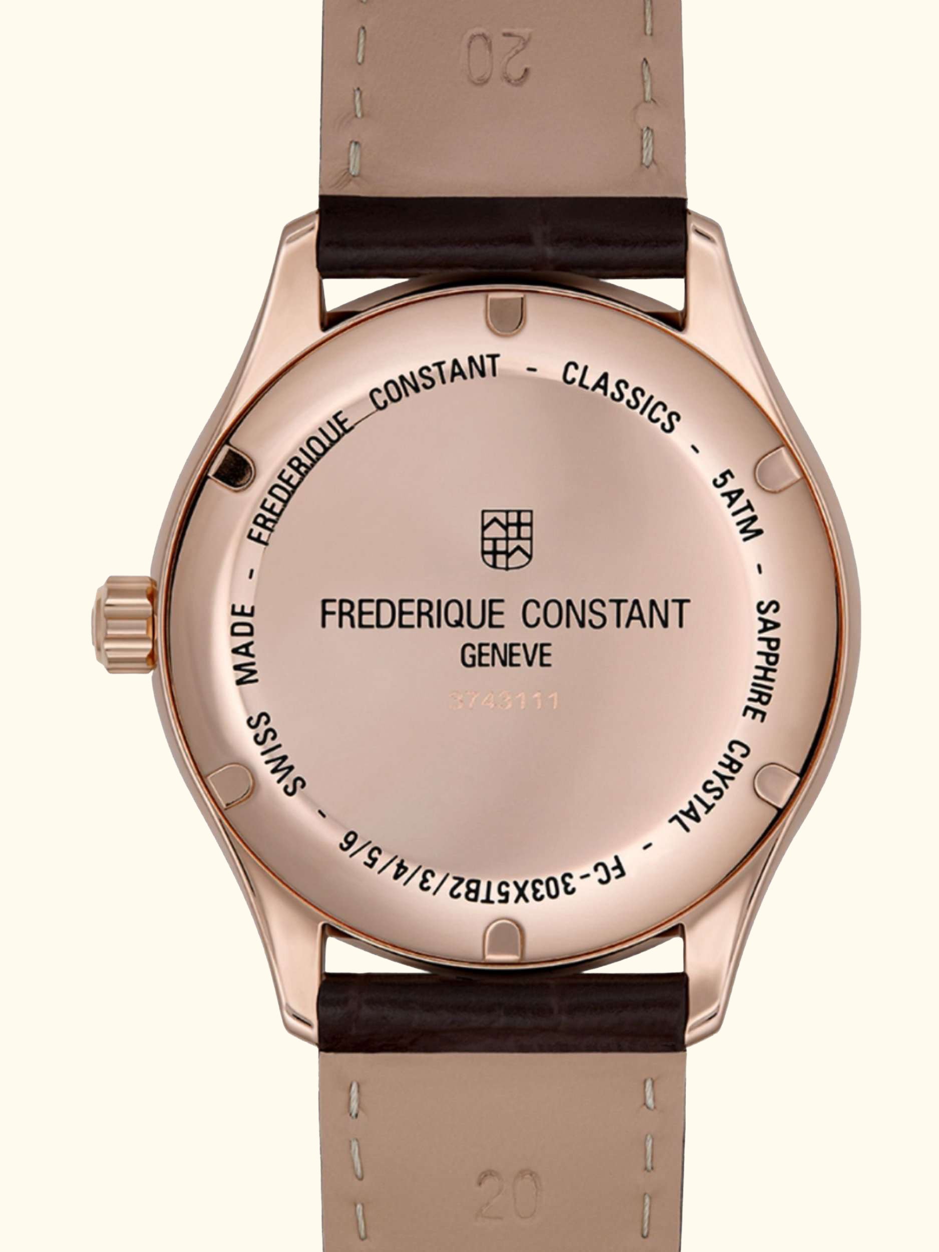 FC-303MC5B4 Men's Classic Index Automatic Leather Strap Watch, Brown/White