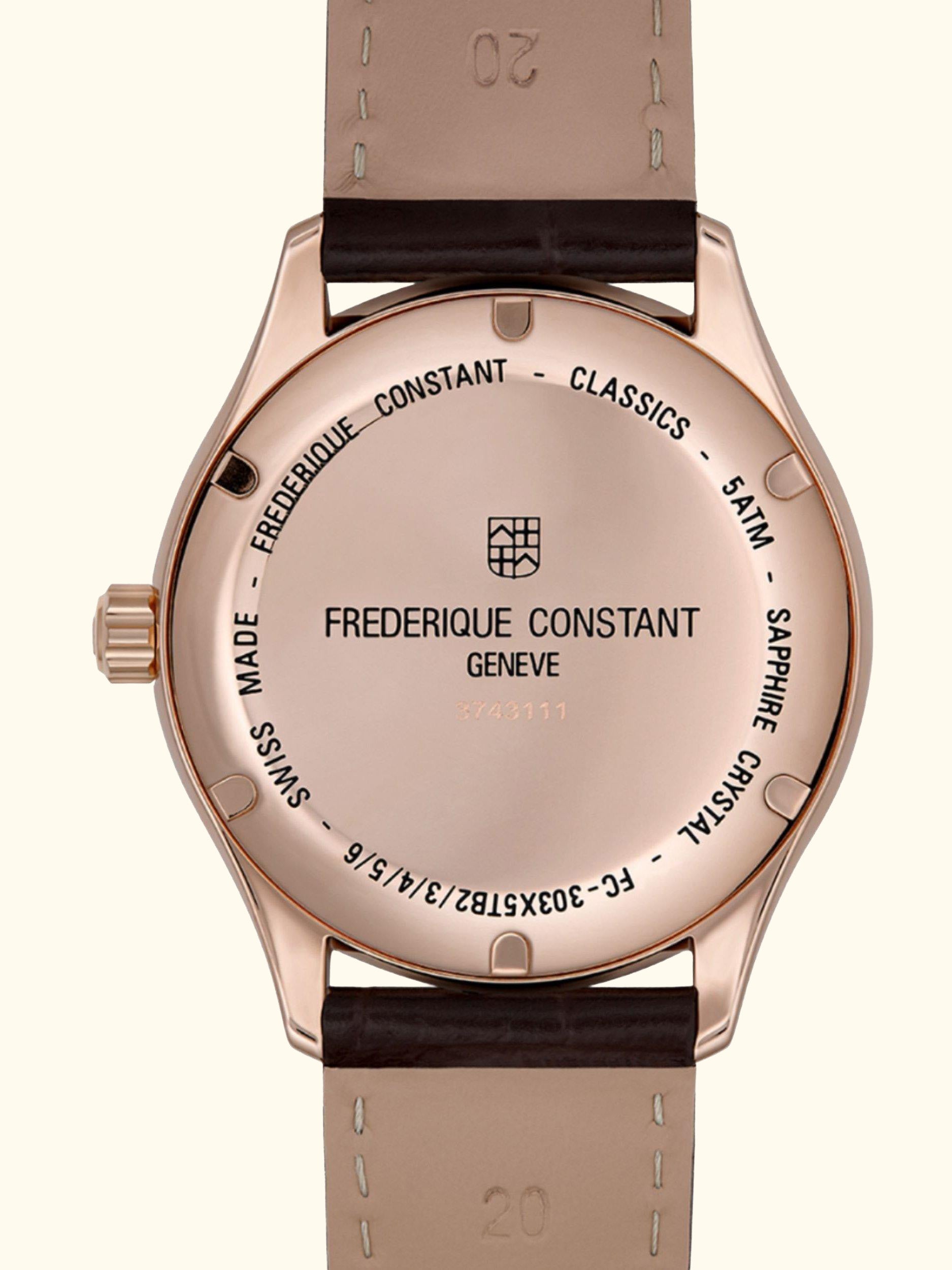 FC-303MC5B4 Men's Classic Index Automatic Leather Strap Watch, Brown/White