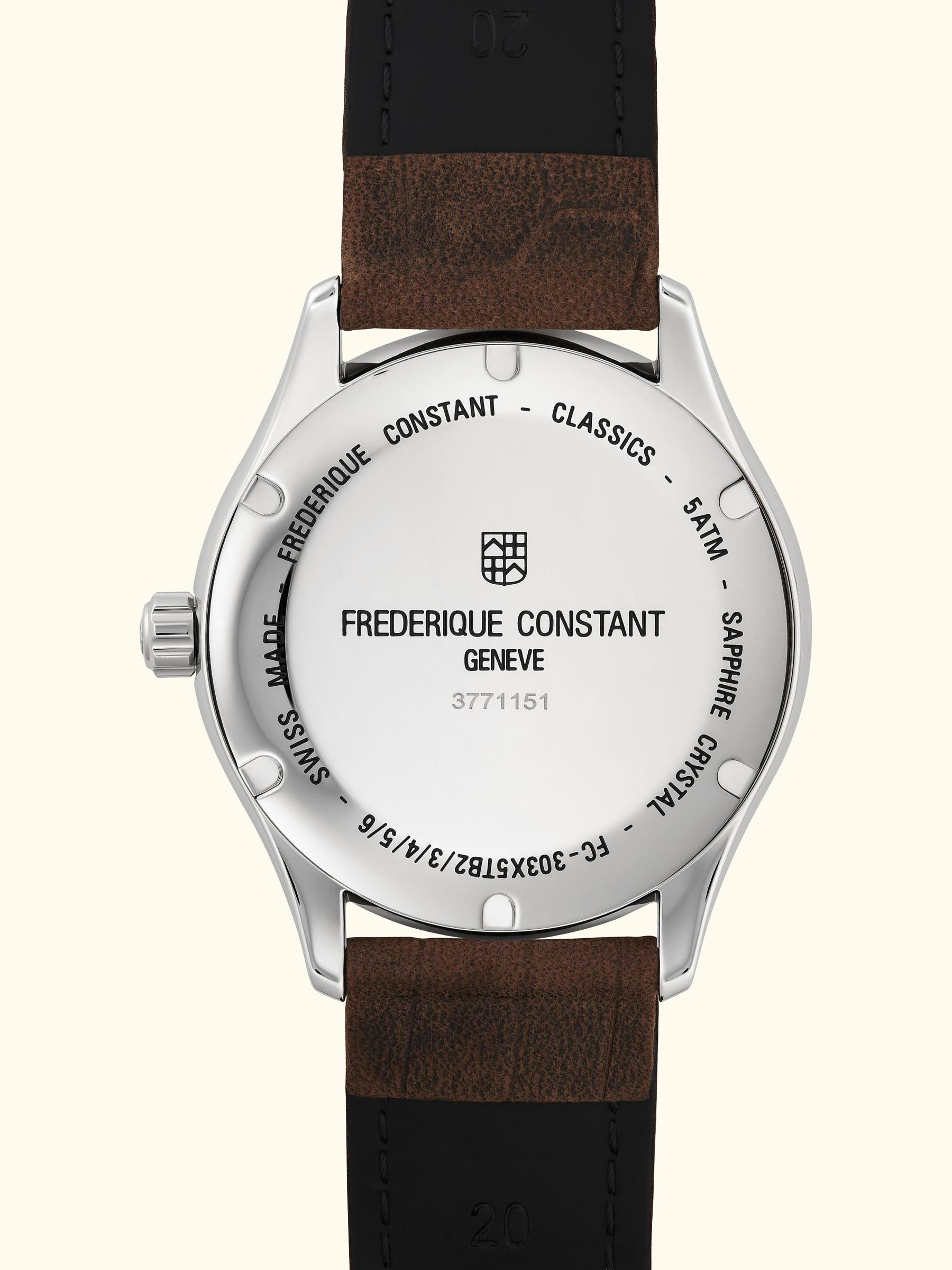 FC-303NS5B6 Men's Classics Index Automatic Date Leather Strap Watch, Brown/Silver