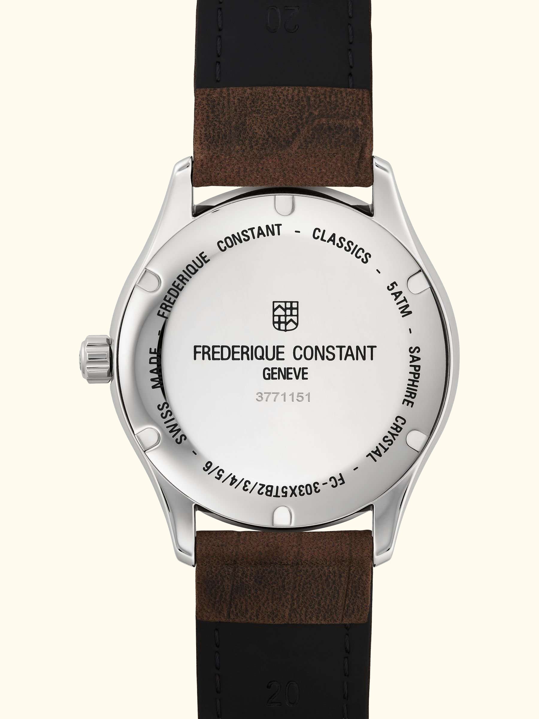 FC-303NS5B6 Men's Classics Index Automatic Date Leather Strap Watch, Brown/Silver