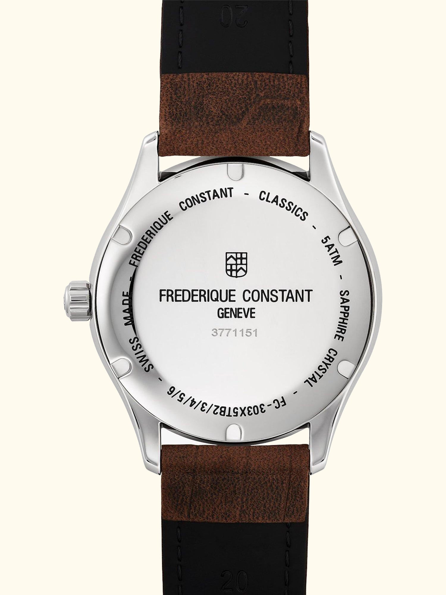 FC-303NS5B6 Men's Classics Index Automatic Date Leather Strap Watch, Brown/Silver
