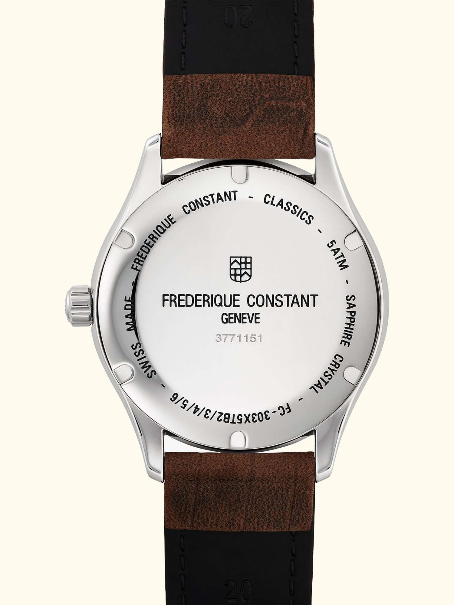 FC-303NS5B6 Men's Classics Index Automatic Date Leather Strap Watch, Brown/Silver