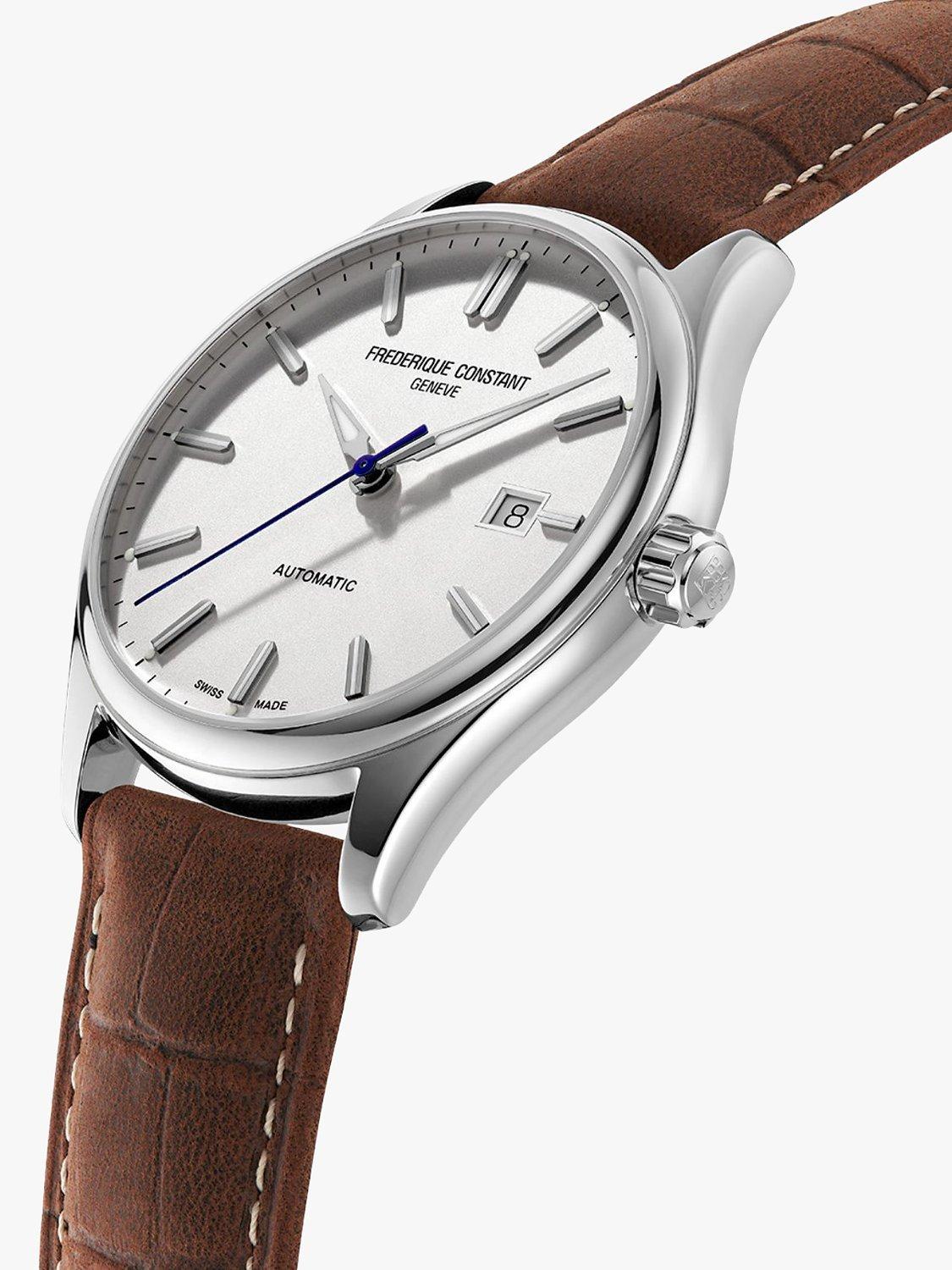 FC-303NS5B6 Men's Classics Index Automatic Date Leather Strap Watch, Brown/Silver