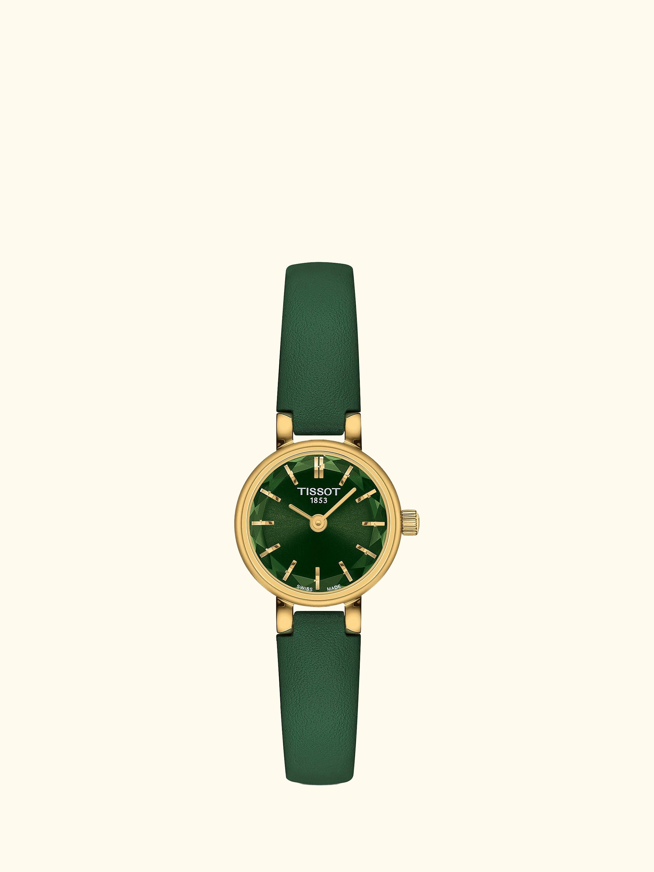 Women's Lovely Leather Strap Watch, Green/White T1400093609100