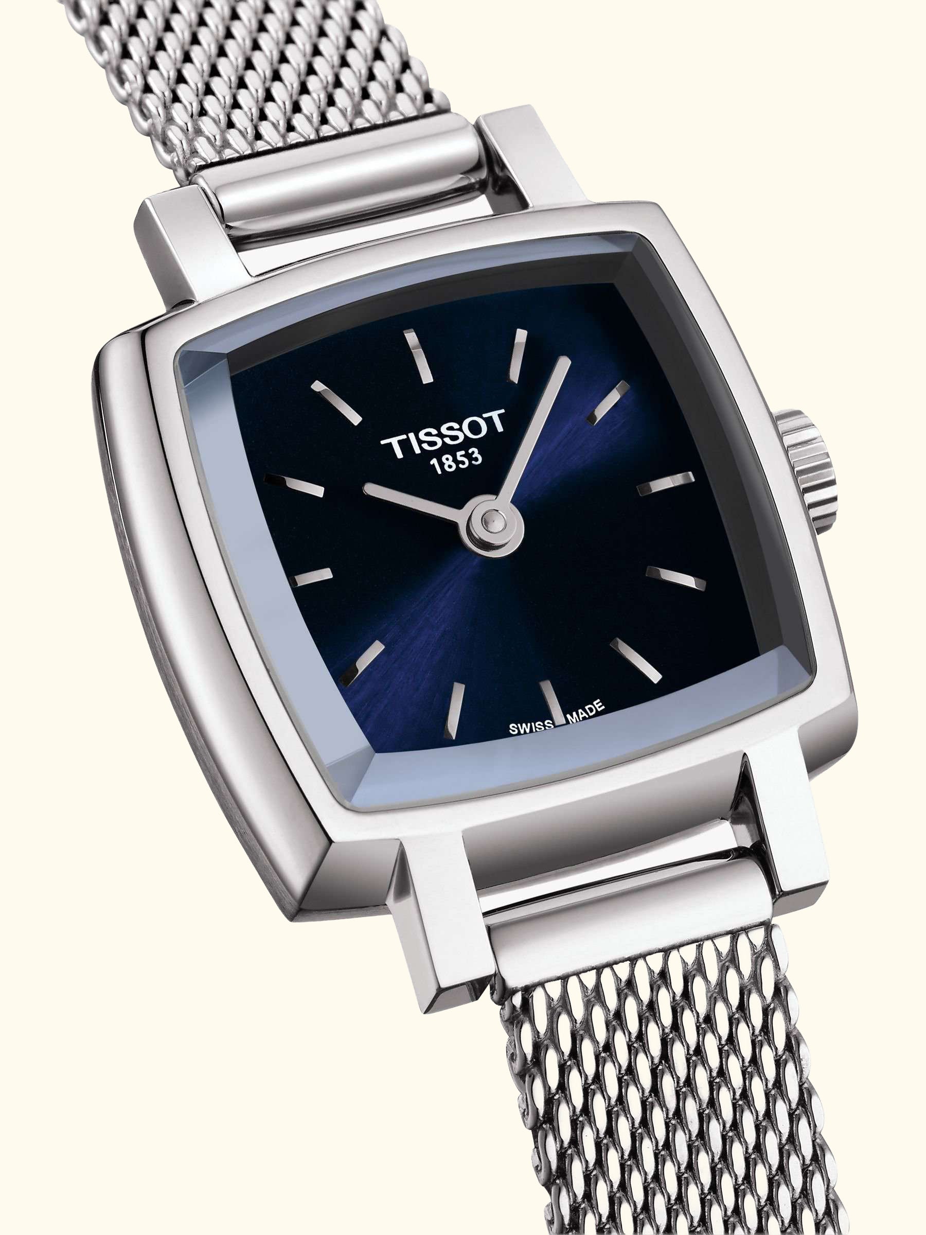 T0581091104100 Women's Lovely Square Bracelet Strap Watch, Silver/Blue
