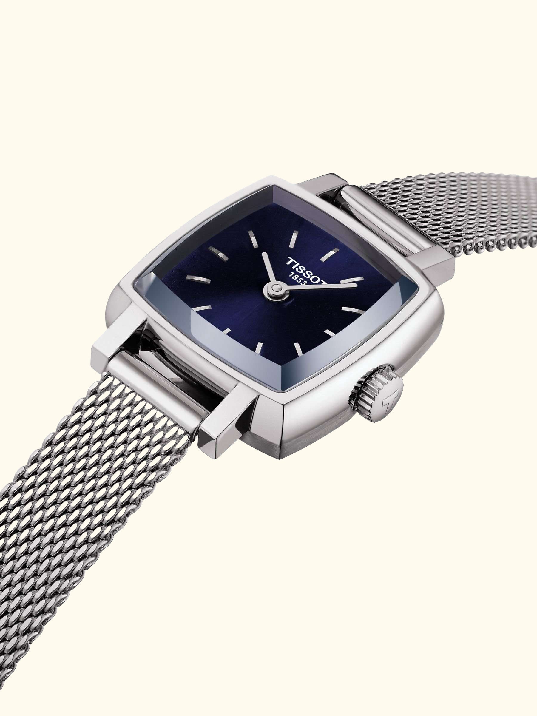 T0581091104100 Women's Lovely Square Bracelet Strap Watch, Silver/Blue