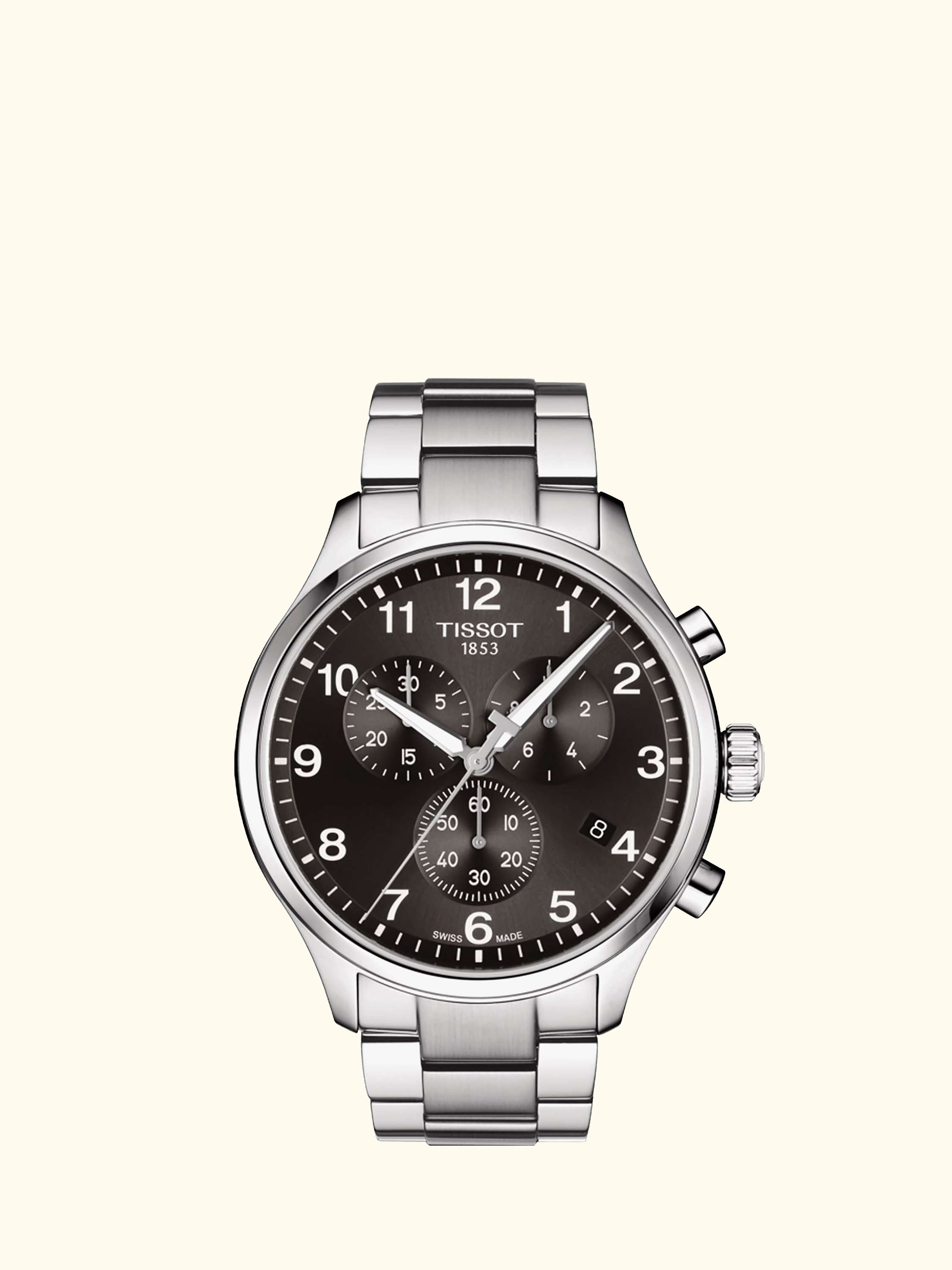 T1166171105701 Men's Chrono XL Classic Chronograph Date Bracelet Strap Watch, Silver/Black