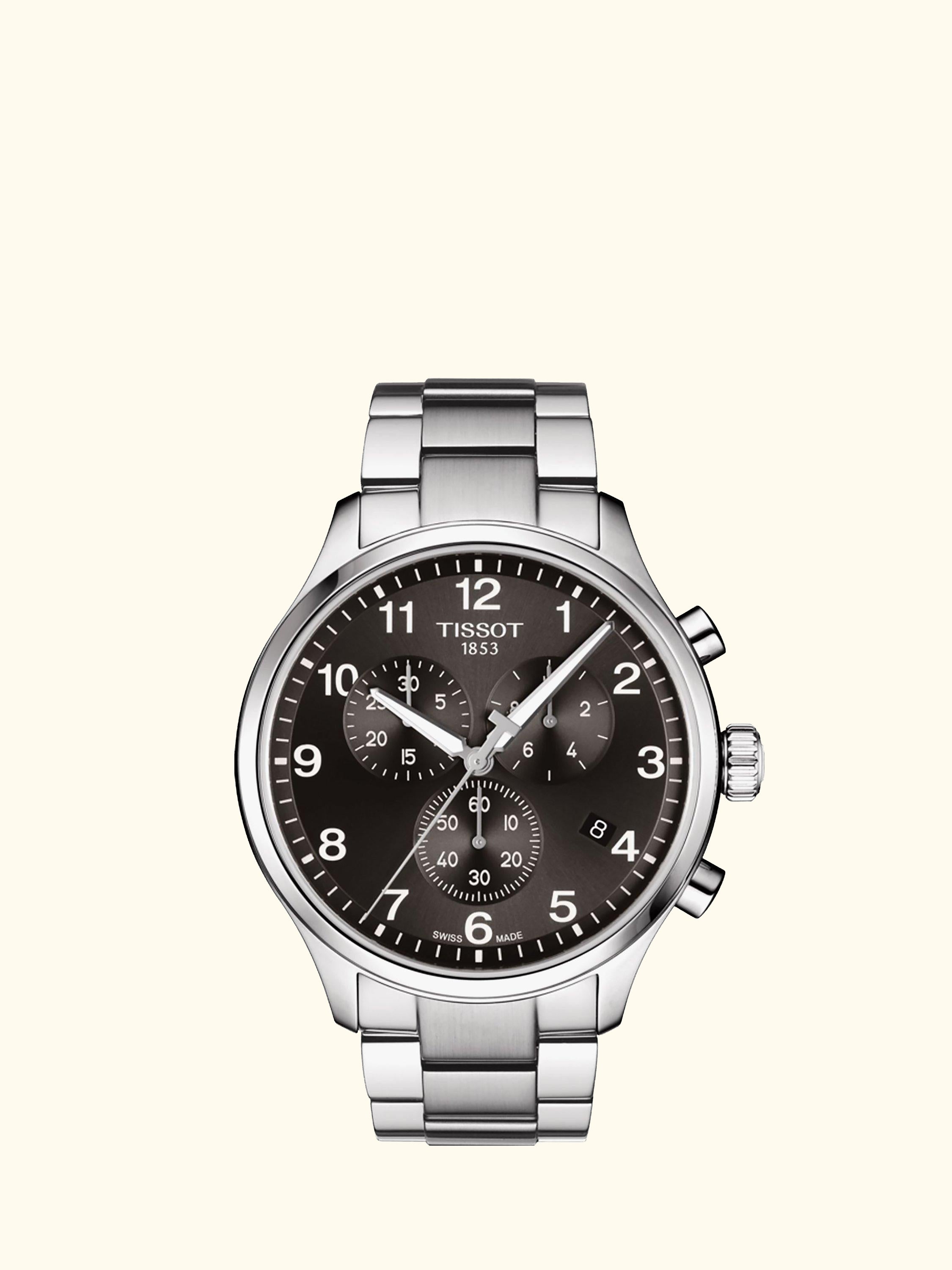 T1166171105701 Men's Chrono XL Classic Chronograph Date Bracelet Strap Watch, Silver/Black