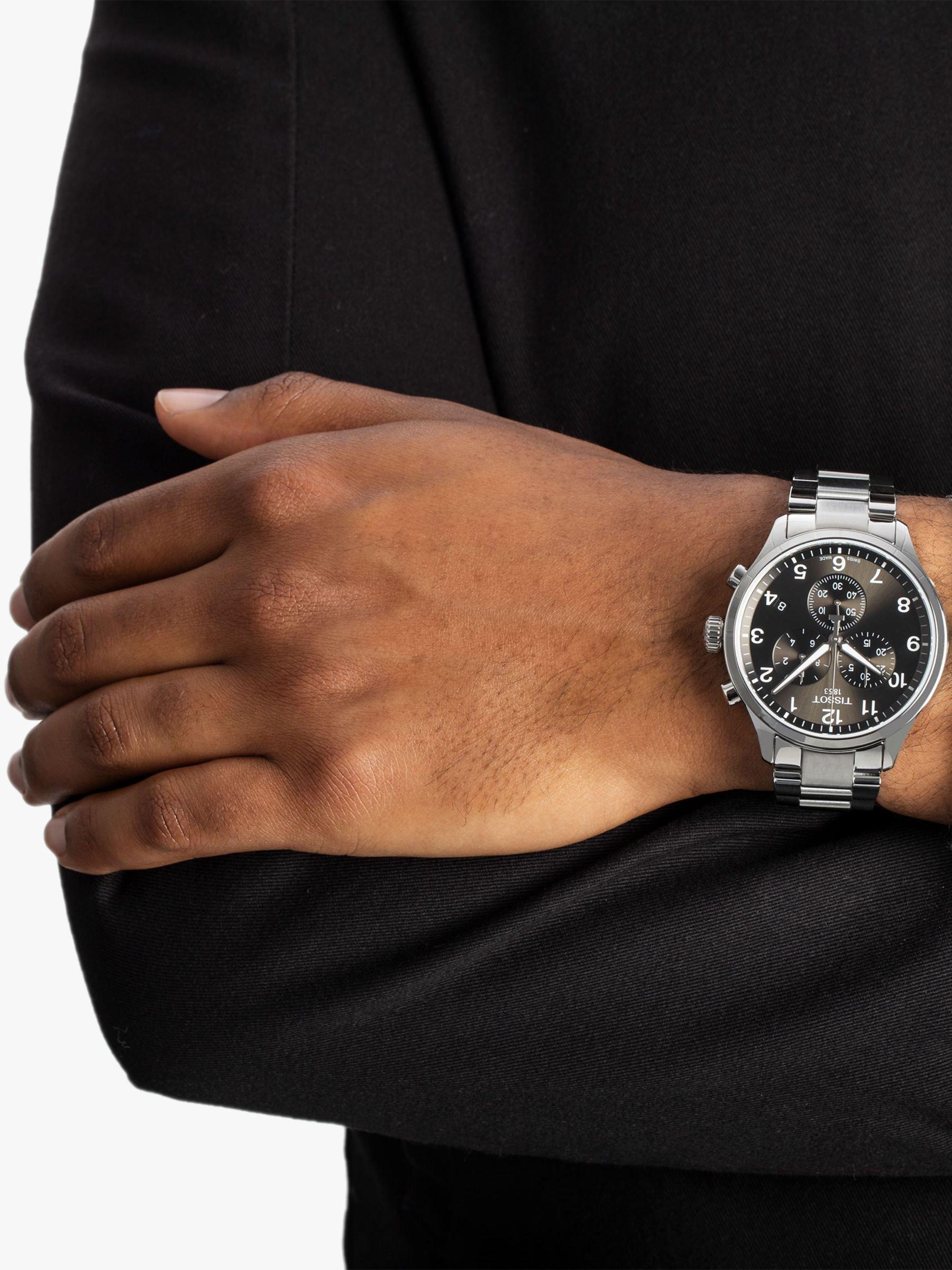 T1166171105701 Men's Chrono XL Classic Chronograph Date Bracelet Strap Watch, Silver/Black
