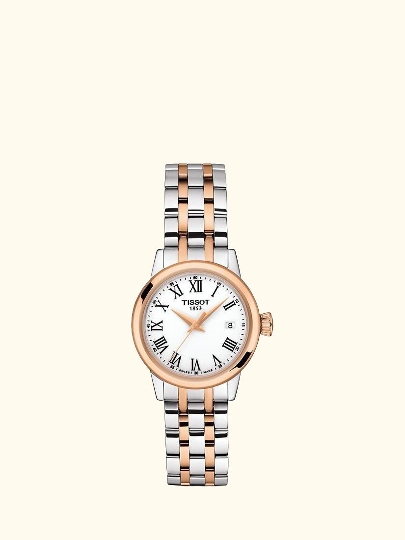 T1292102201300 Women's Classic Dream Date Two-Tone Bracelet Strap Watch, Silver/Rose Gold