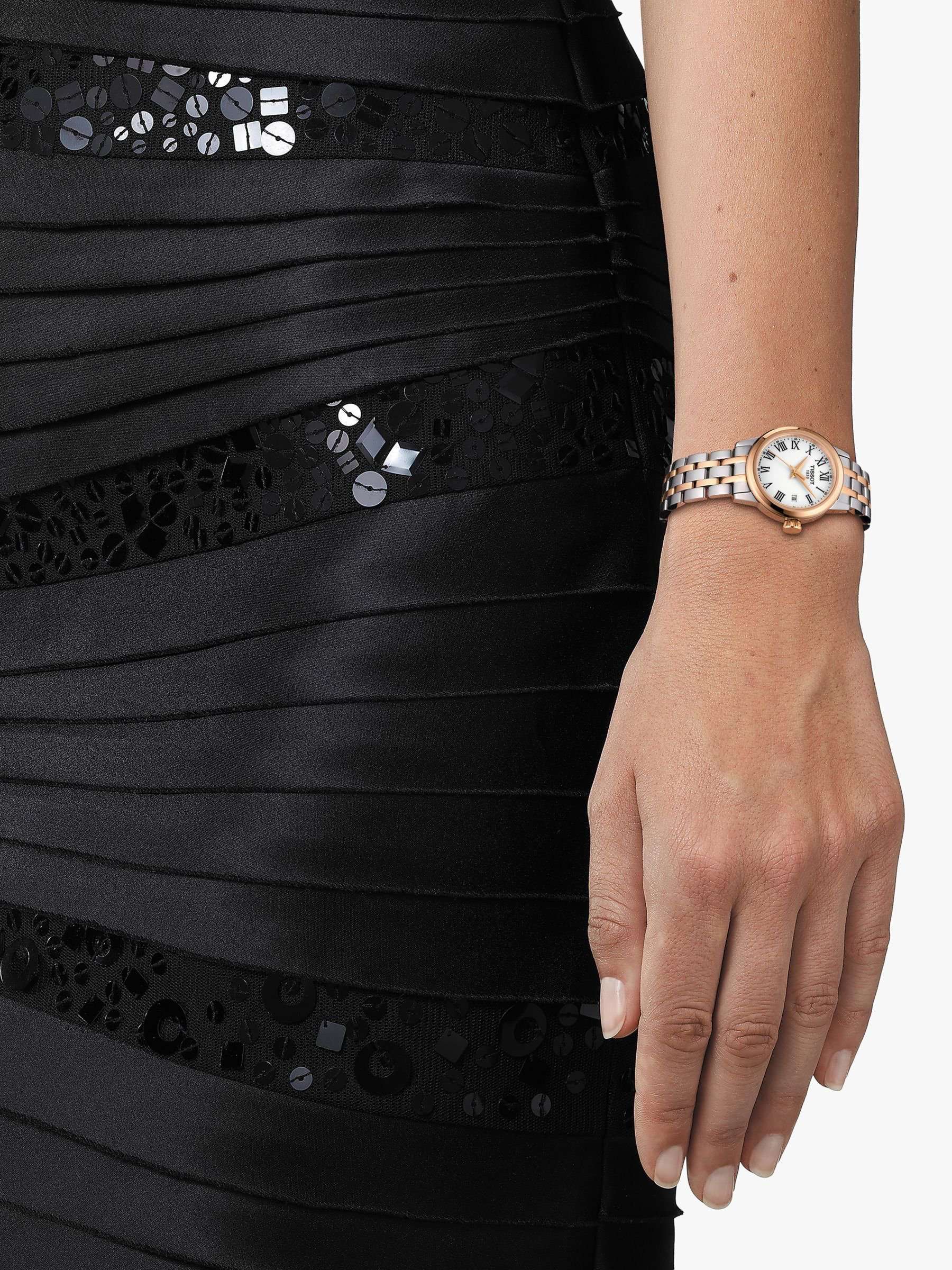 T1292102201300 Women's Classic Dream Date Two-Tone Bracelet Strap Watch, Silver/Rose Gold