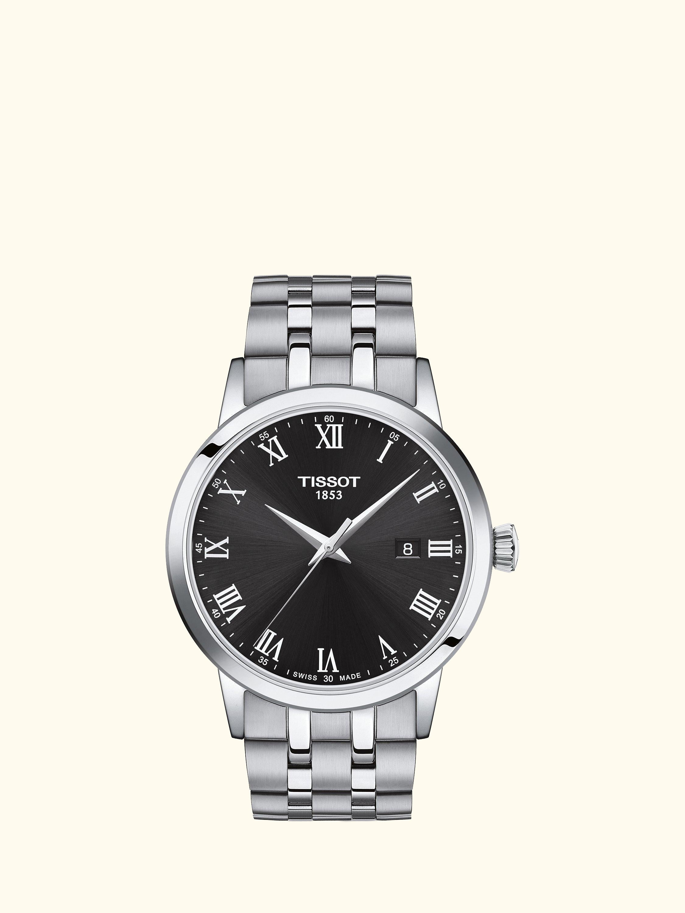 T1294101105300 Men's Classic Dream Date Bracelet Strap Watch, Silver/Black