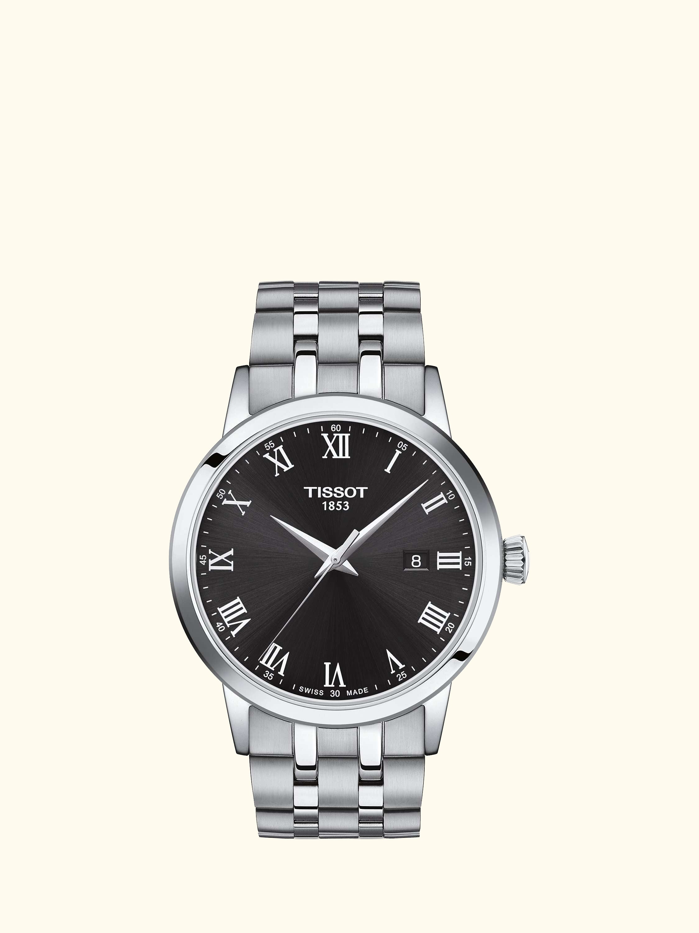 T1294101105300 Men's Classic Dream Date Bracelet Strap Watch, Silver/Black