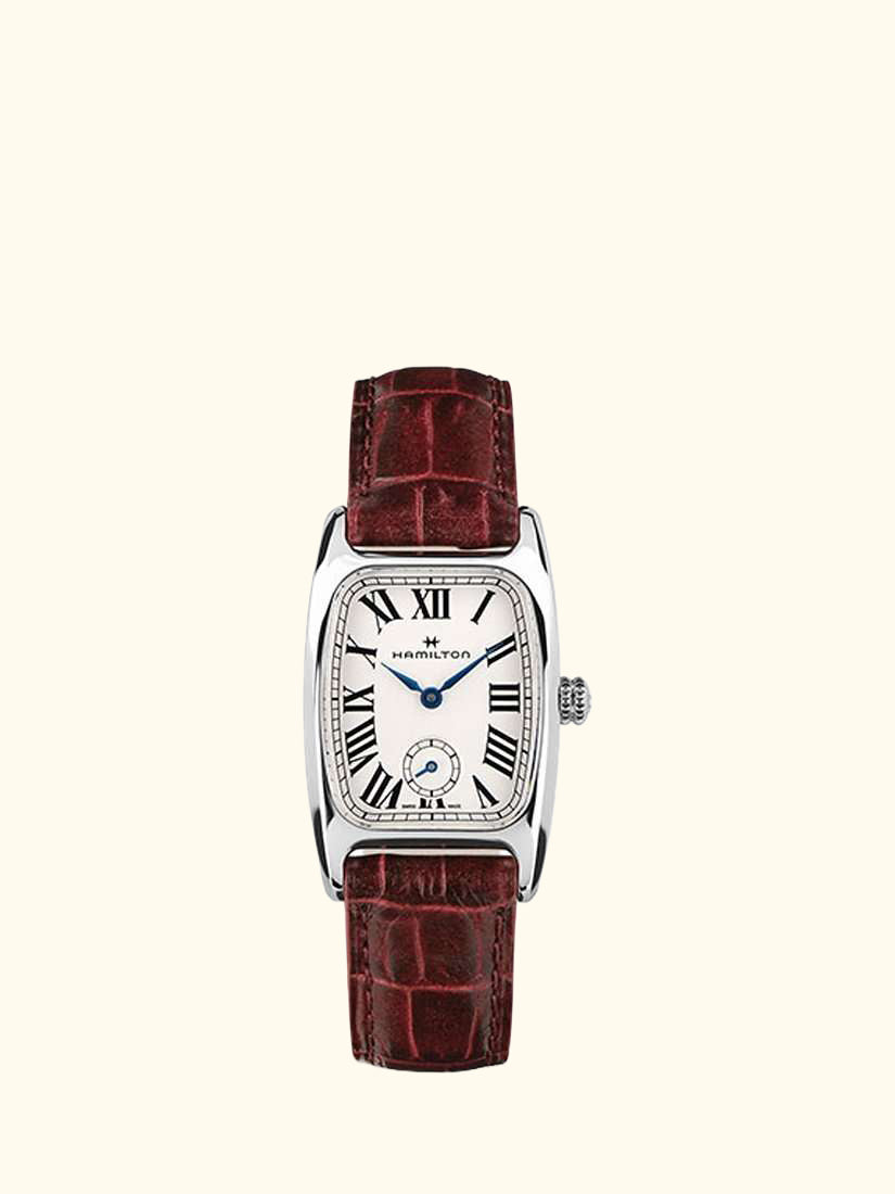 H13321811 Women's American Classic Boulton Small Second Leather Strap Watch, Dark Red/White