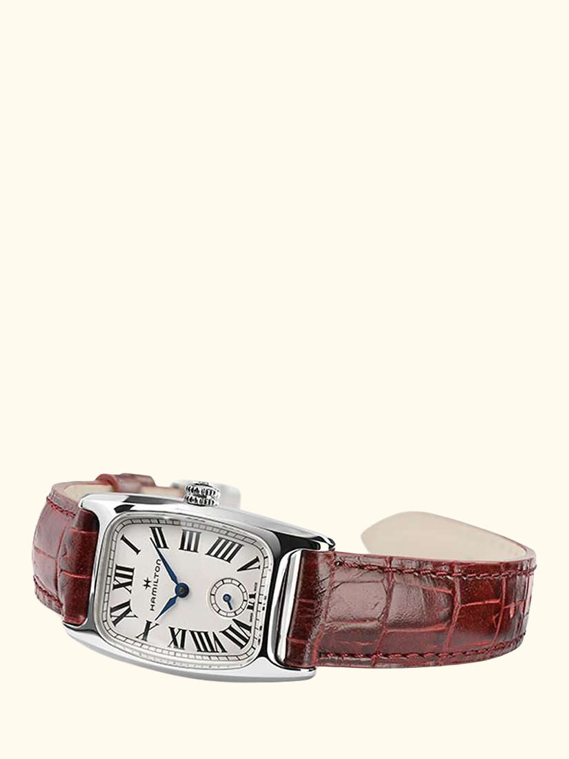 H13321811 Women's American Classic Boulton Small Second Leather Strap Watch, Dark Red/White