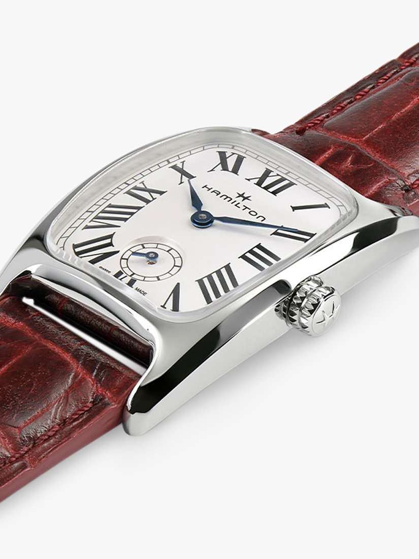 H13321811 Women's American Classic Boulton Small Second Leather Strap Watch, Dark Red/White