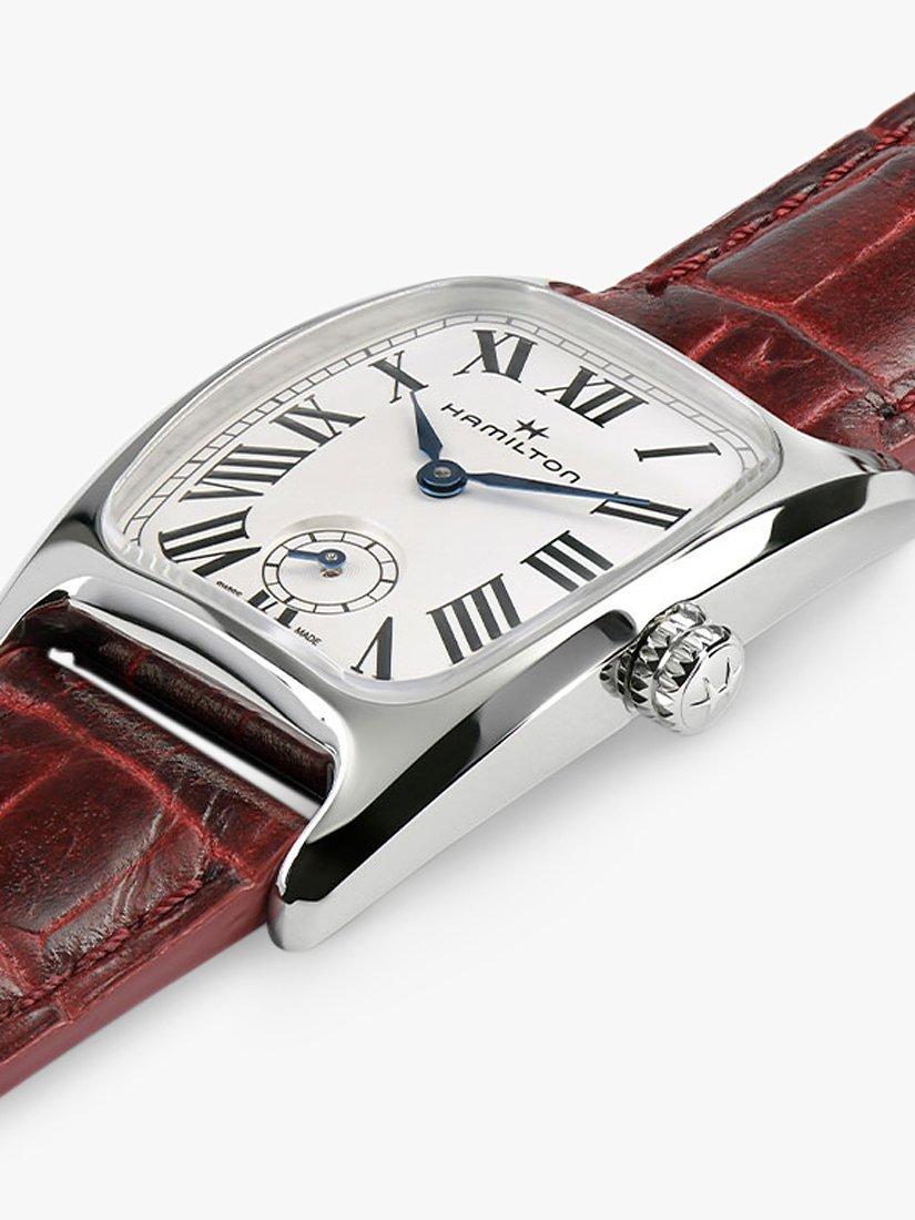H13321811 Women's American Classic Boulton Small Second Leather Strap Watch, Dark Red/White