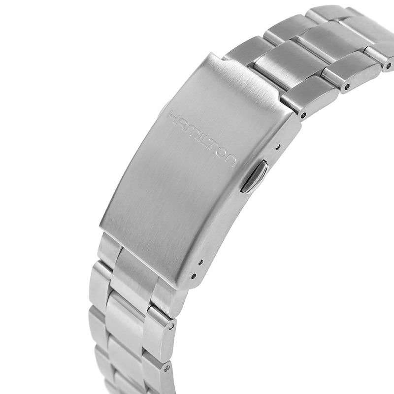 H64455133 Men's Khaki Field King Automatic Day Date Bracelet Strap Watch, Silver/Black