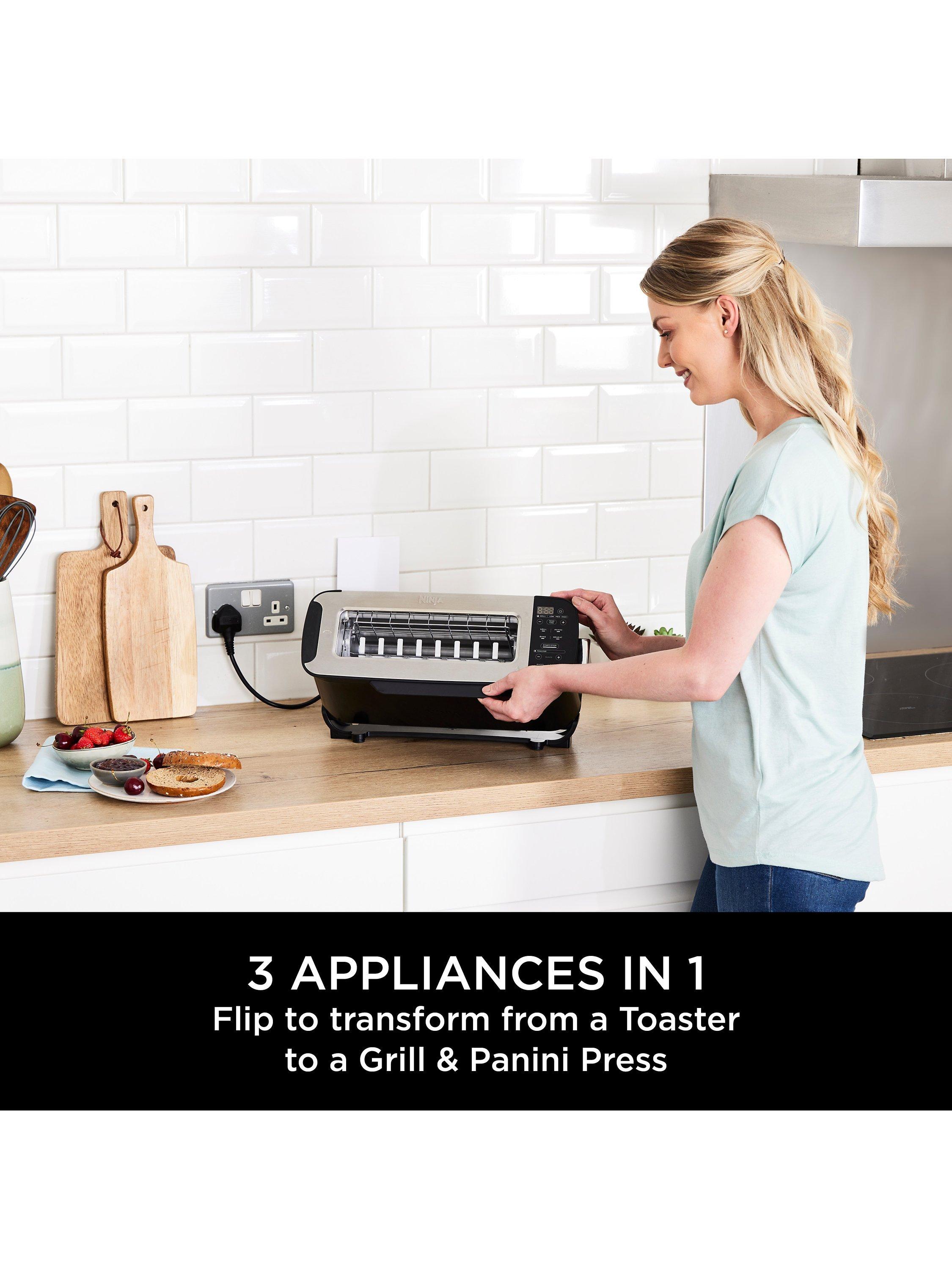 ST200UK Foodi 3-in-1 Toaster, Grill & Panini Press, Black