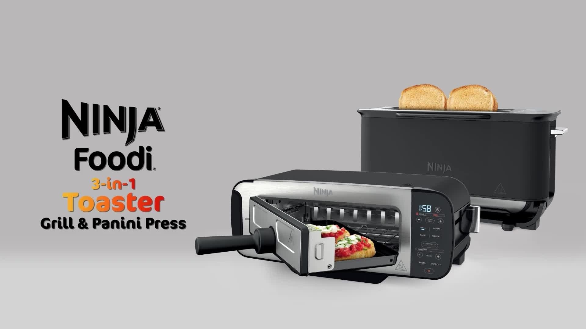 ST200UK Foodi 3-in-1 Toaster, Grill & Panini Press, Black