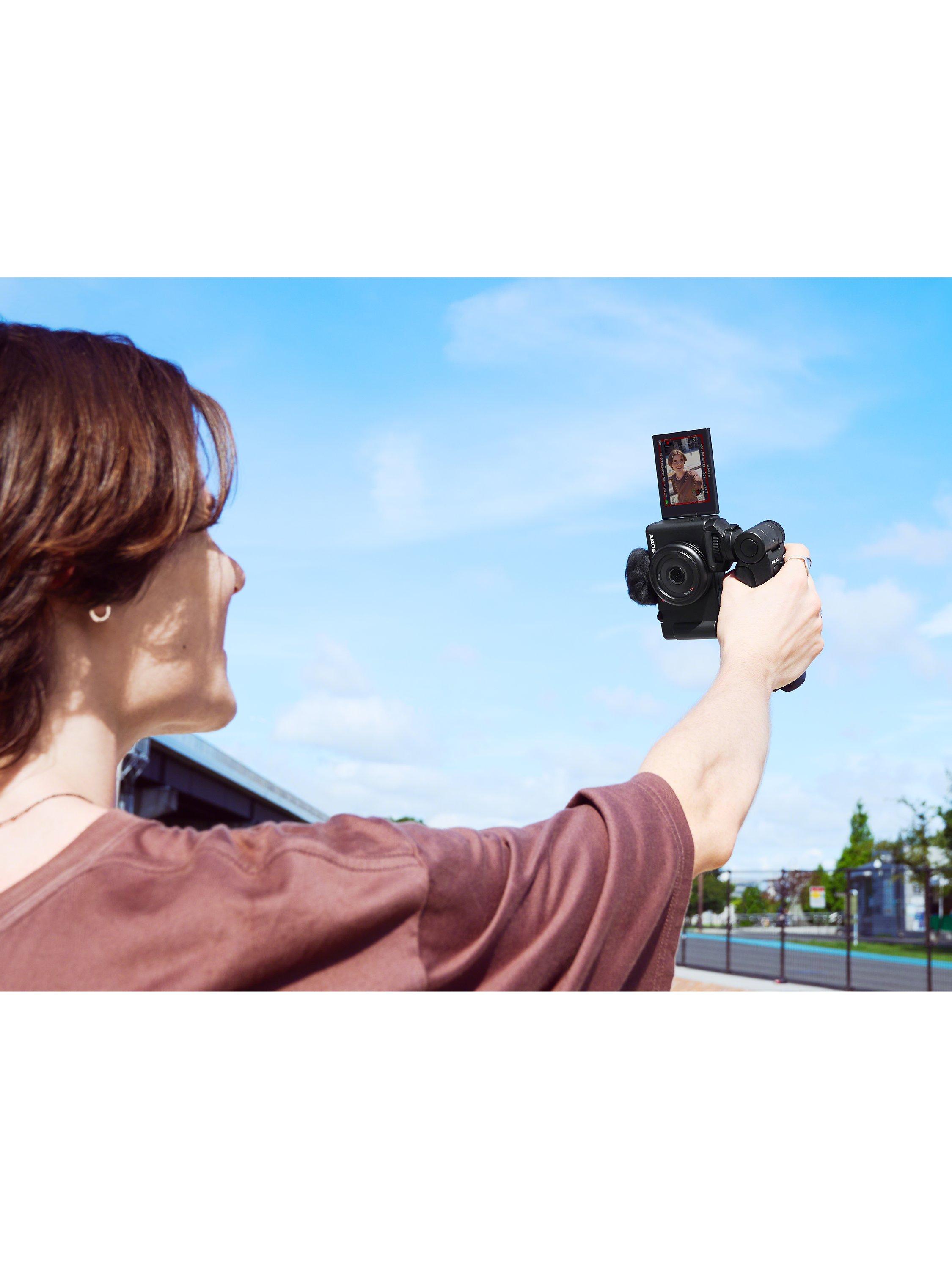 ZV-1F Compact Vlogging Camera with 20mm Lens, 4K Ultra HD, 20.1MP, Wi-Fi, Bluetooth, 3” Vari-Angle Touch Screen, Black