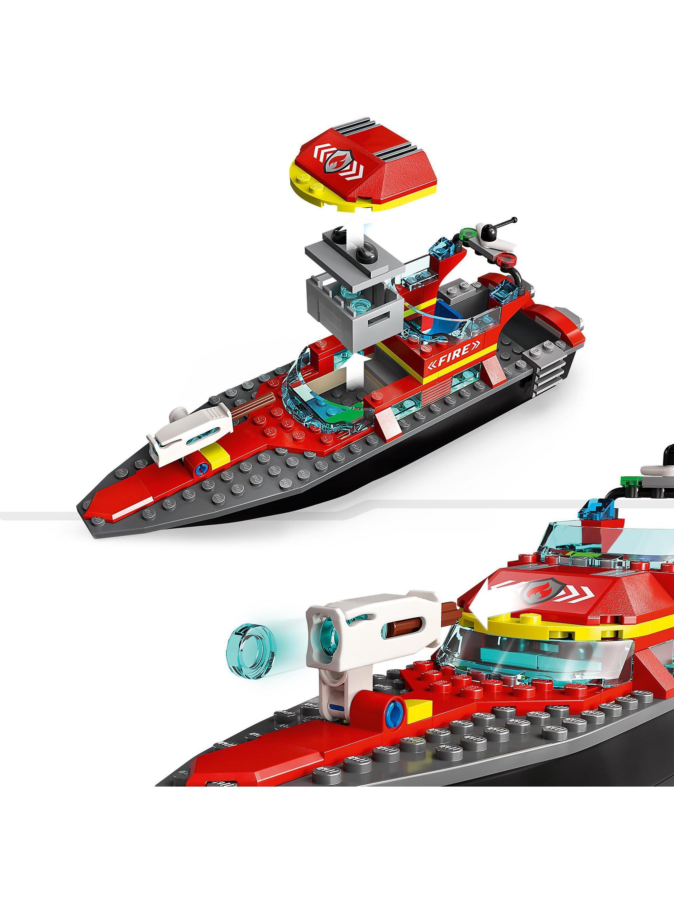City Fire Rescue Boat Toy, Floats on Water Set 60373