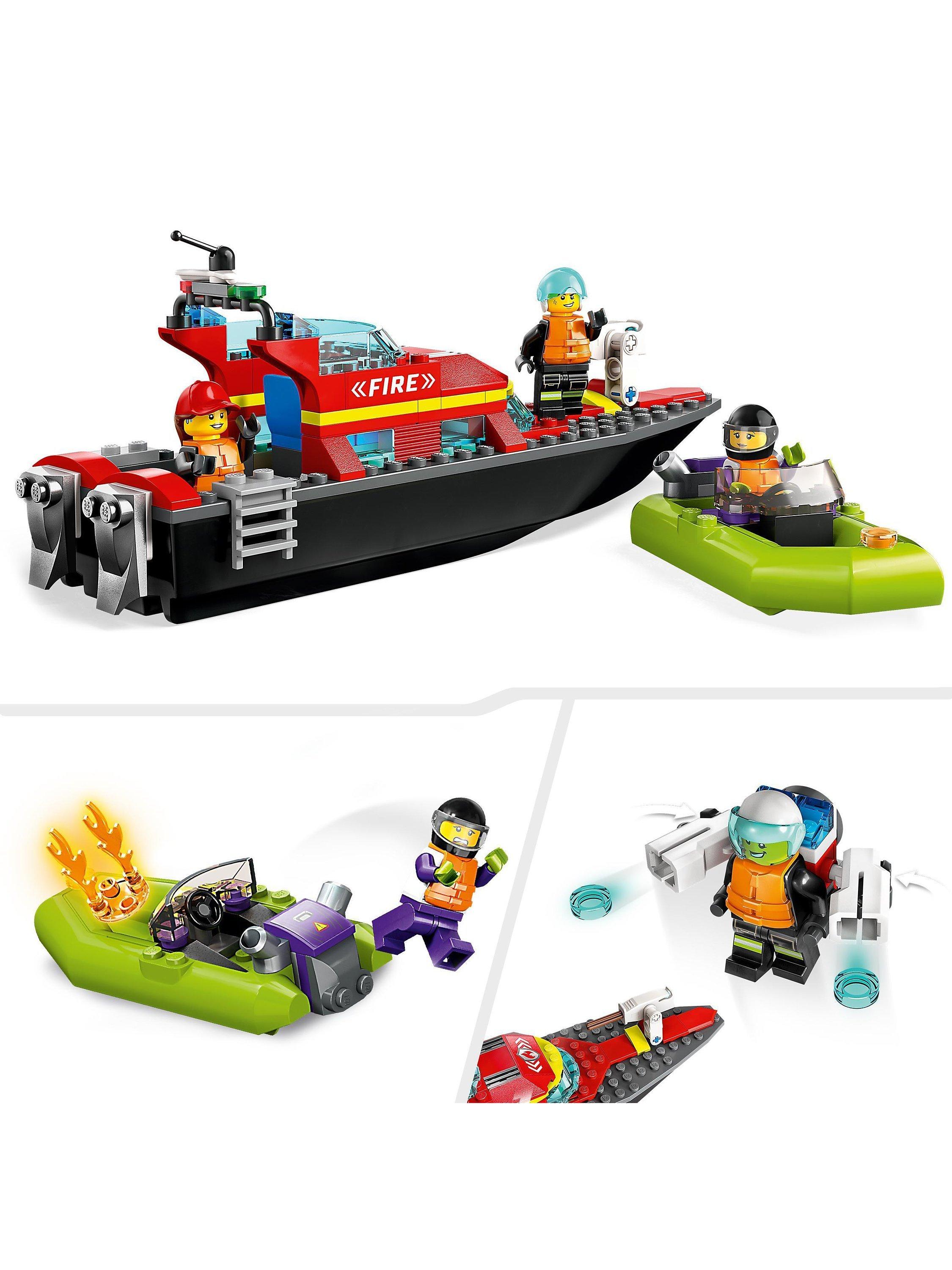 City Fire Rescue Boat Toy, Floats on Water Set 60373