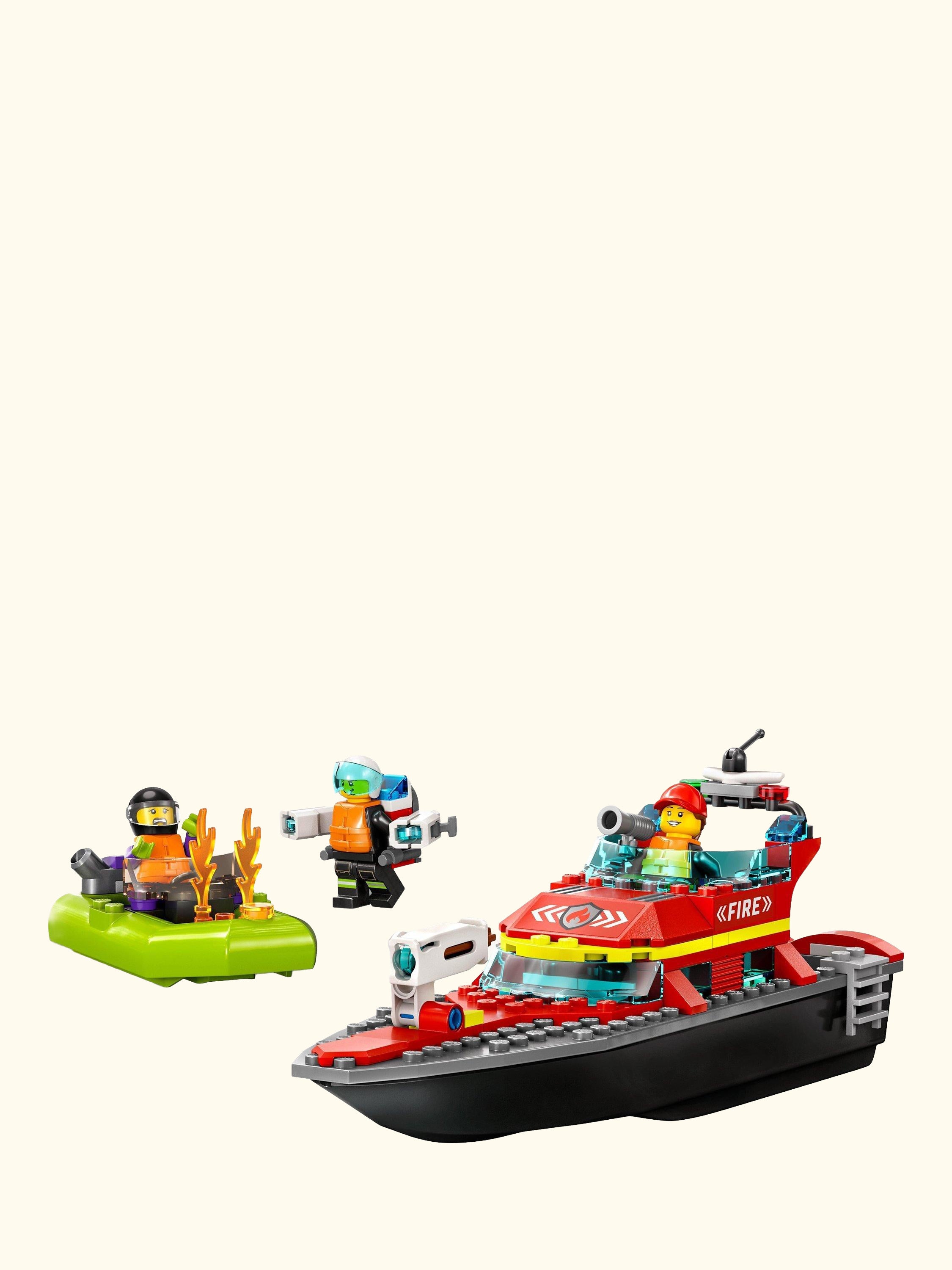 City Fire Rescue Boat Toy, Floats on Water Set 60373