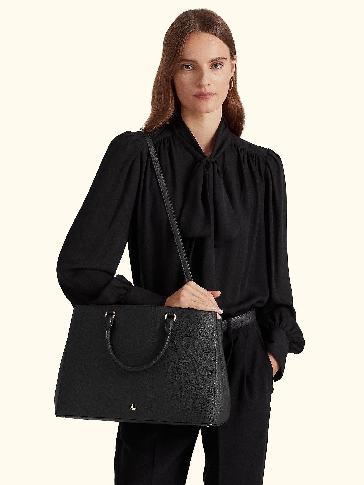 Lauren Ralph Lauren Hanna Large Leather Satchel, Black