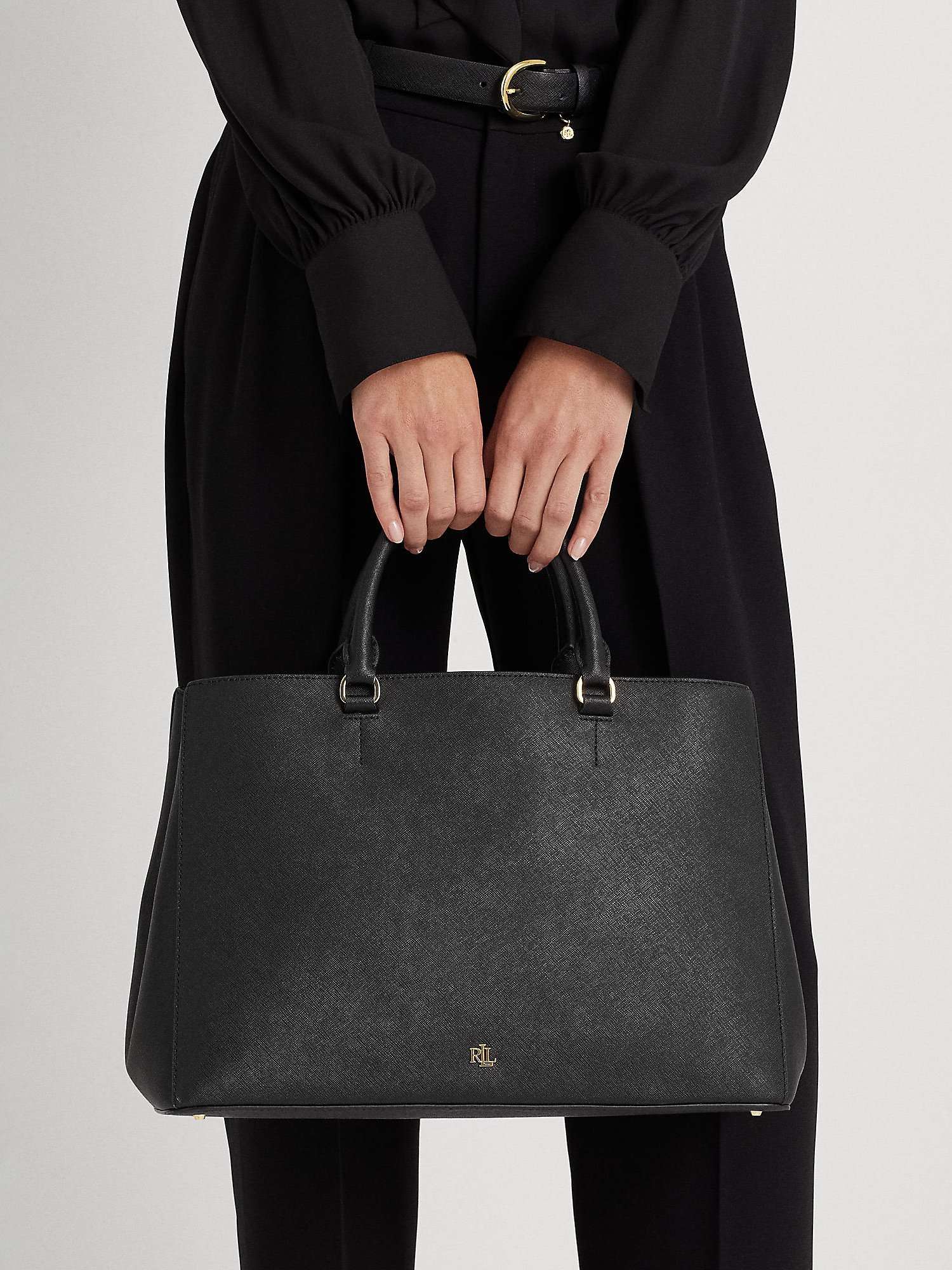 Lauren Ralph Lauren Hanna Large Leather Satchel, Black