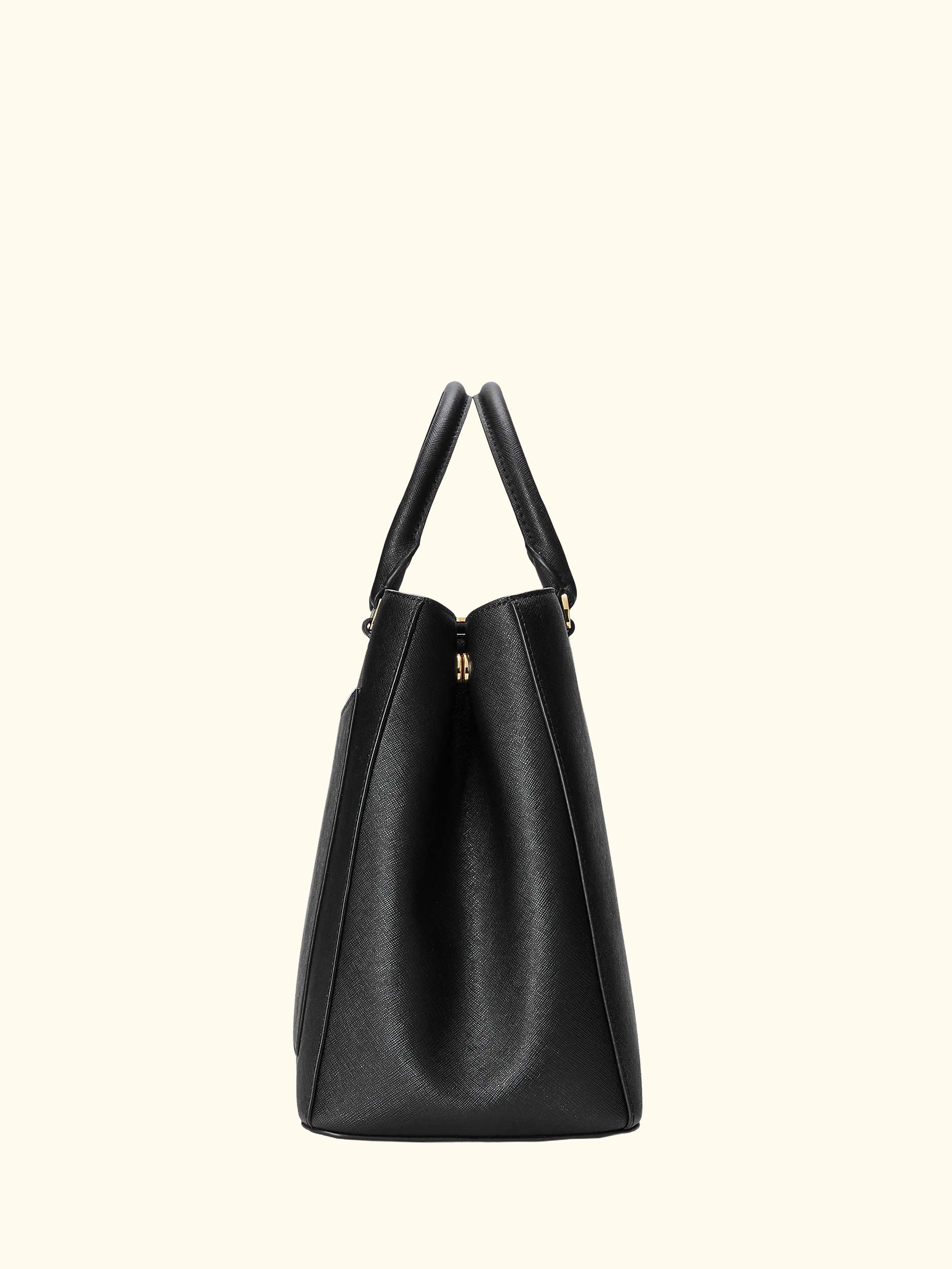 Lauren Ralph Lauren Hanna Large Leather Satchel, Black