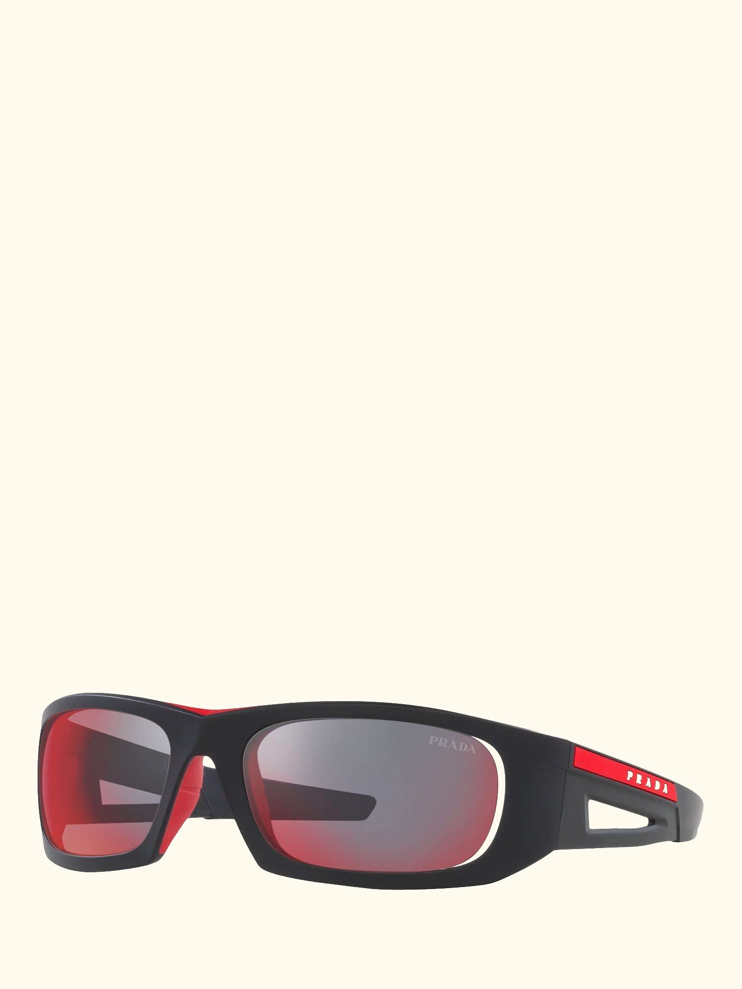 Linea Rossa PS02YS Men's Rectangular Sunglasses, Black/Mirror Red