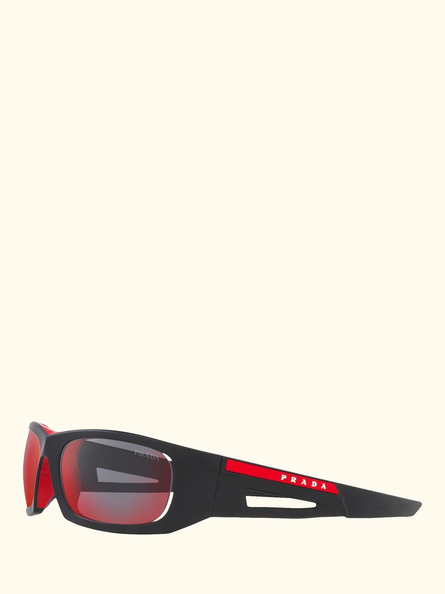 Linea Rossa PS02YS Men's Rectangular Sunglasses, Black/Mirror Red